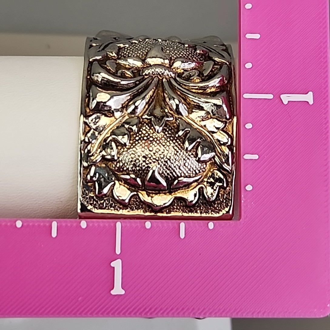 Vintage Bangle Bracelet Repousse Clamper Silver Tone 6.75″