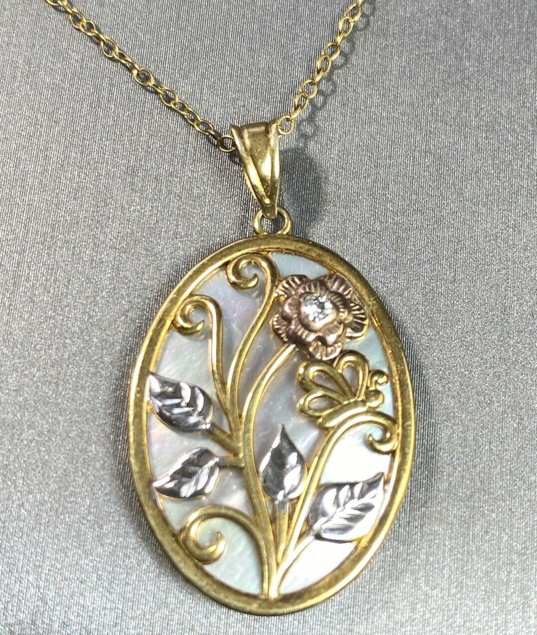 Vintage Pendant Necklace Estate Fine Jewelry Pre-Owned Sterling Vermeil Pearl