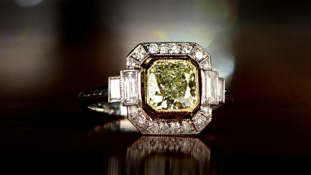 3.50Ct Lab-Created Canary Diamond Art Deco Vintage Style Wedding Ring 925 Silver
