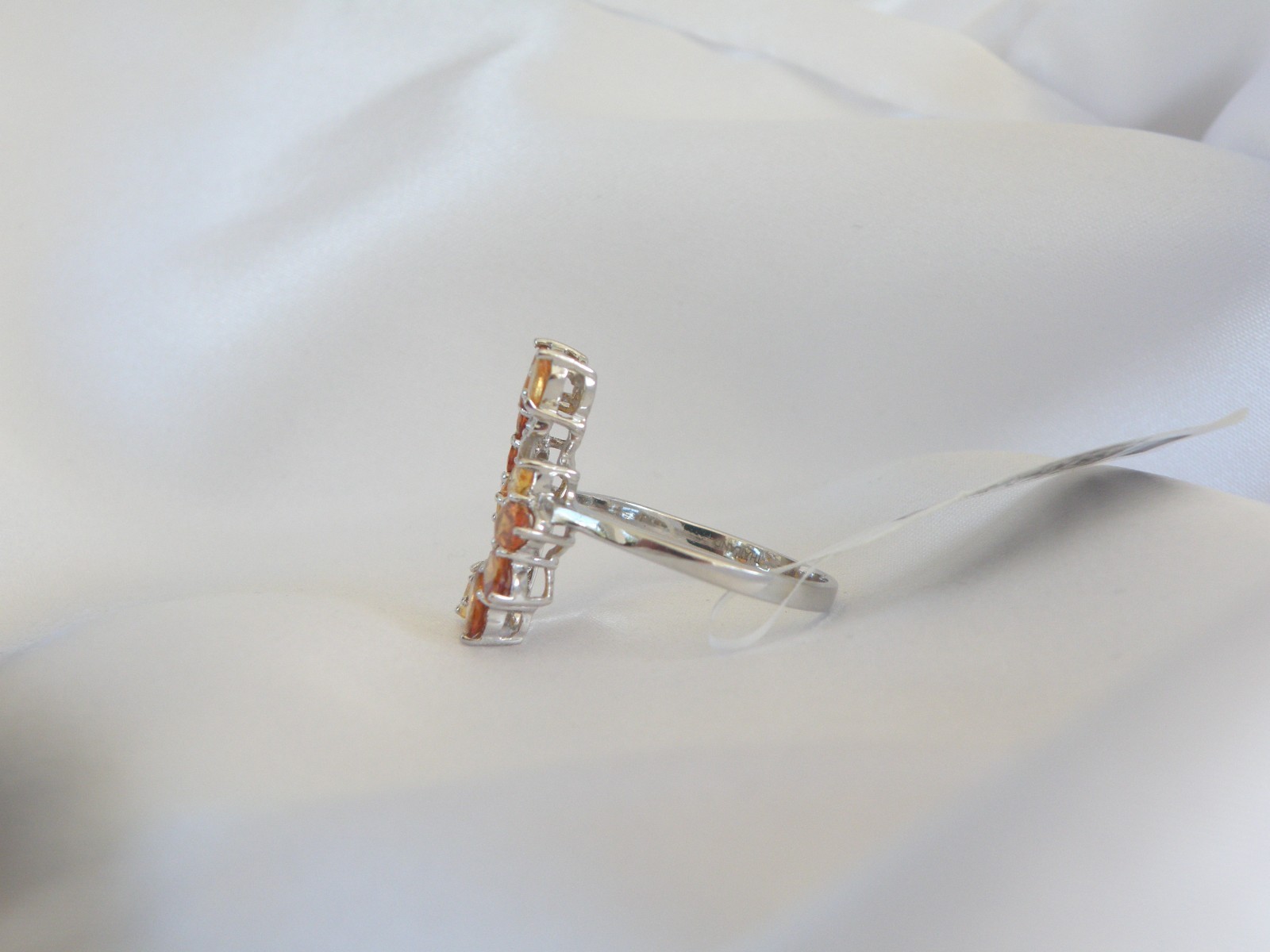 Designer Sterling Silver 925 Natural Mandarin Orange Garnet Ring Size 10
