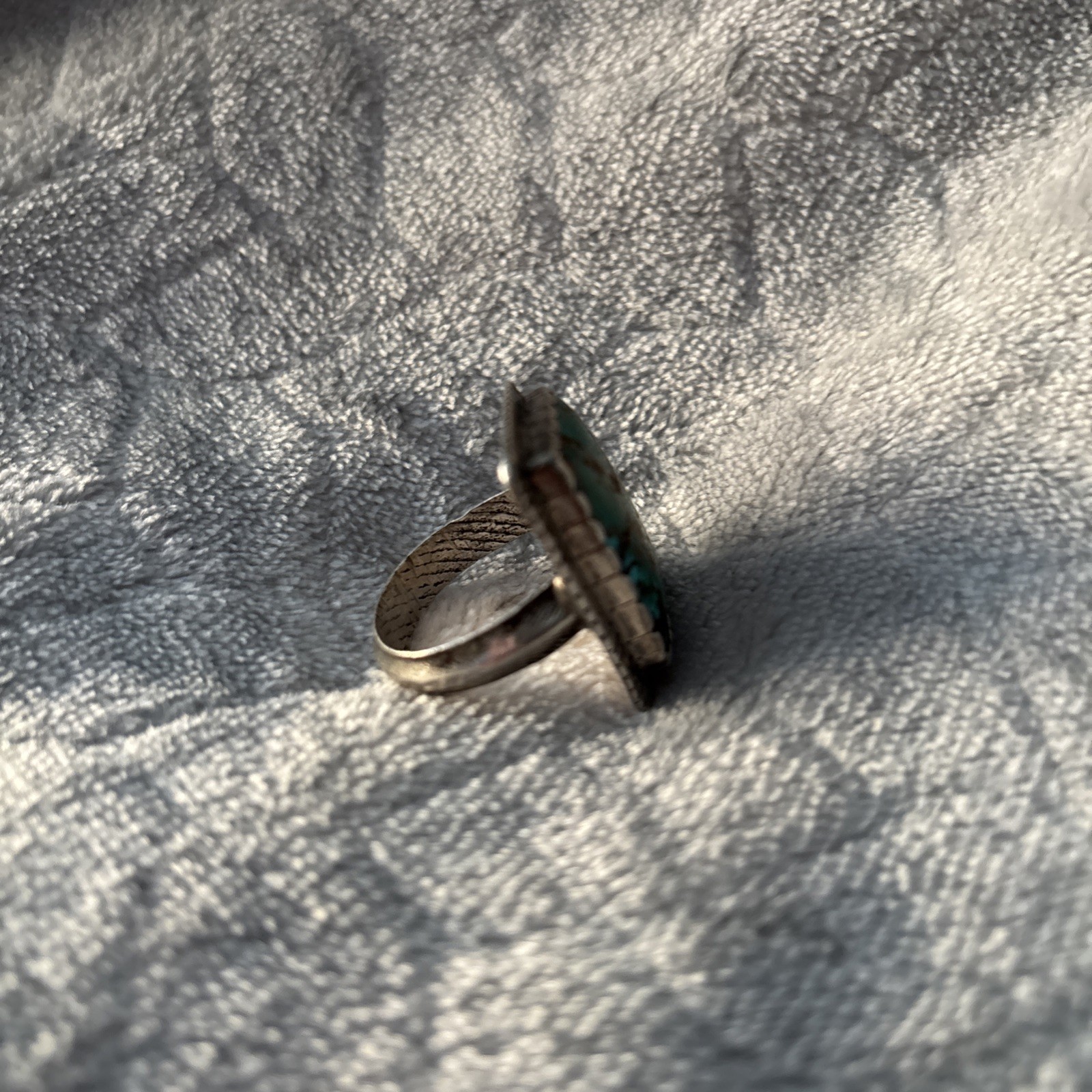 Vintage Sterling Silver Green Turquoise Ring Southwestern Native American Style