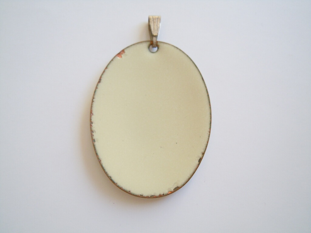 Pendant Cream Enamel Copper Flowers 28.4 G / 7.2 X 4.4 Cm
