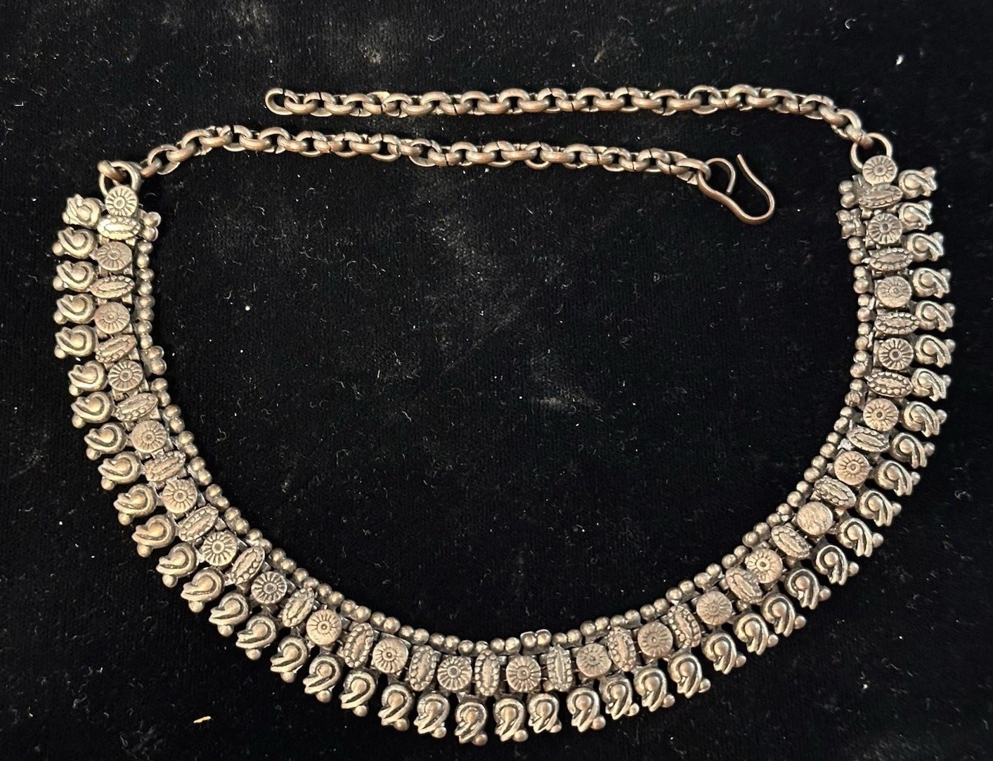 Vintage fancy Victorian Revival Brass Book Chain Necklace 18” Long Hook Clasp