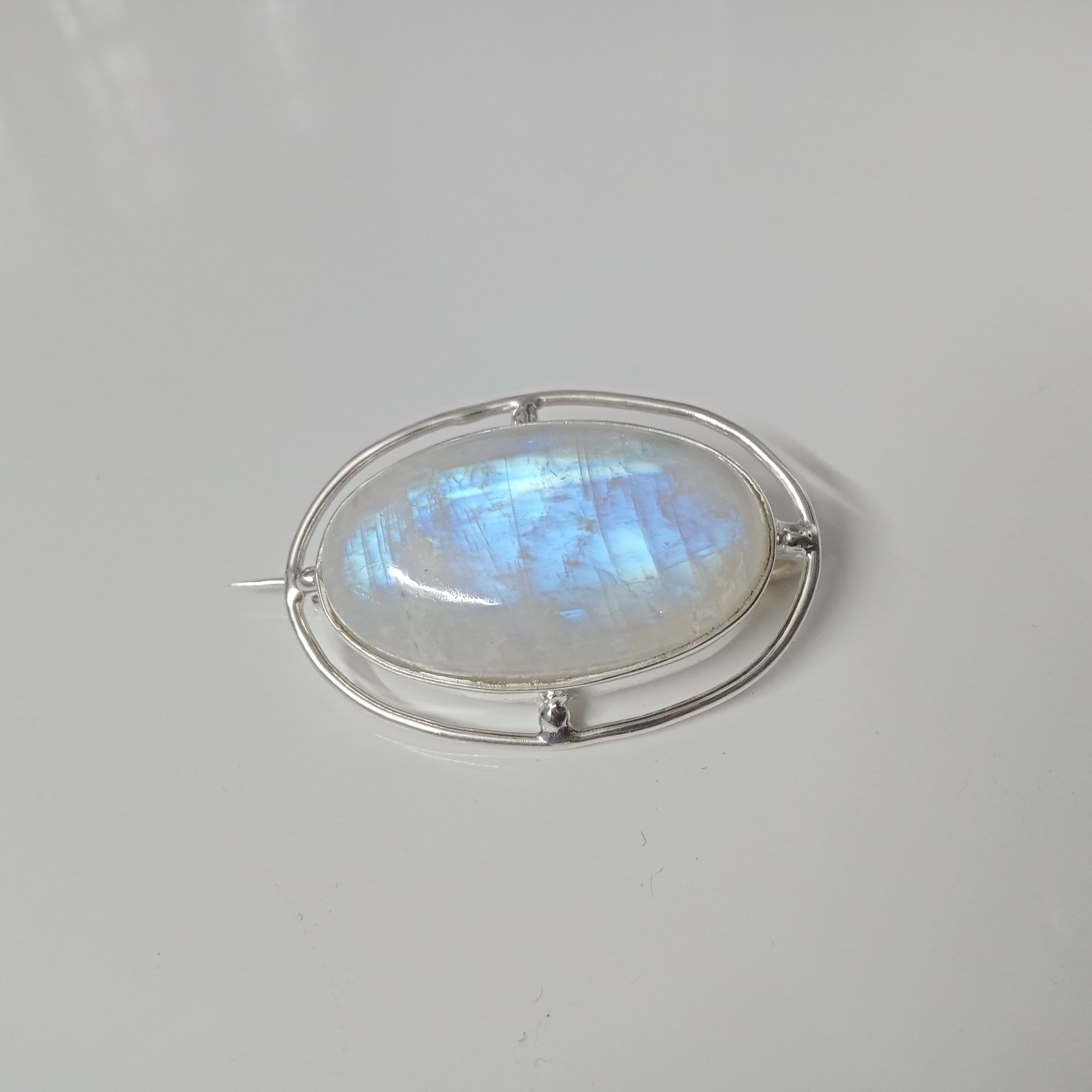 Natural Moonstone 925 Sterling Silver Brooch, Scarf Pin , Brooches For Women