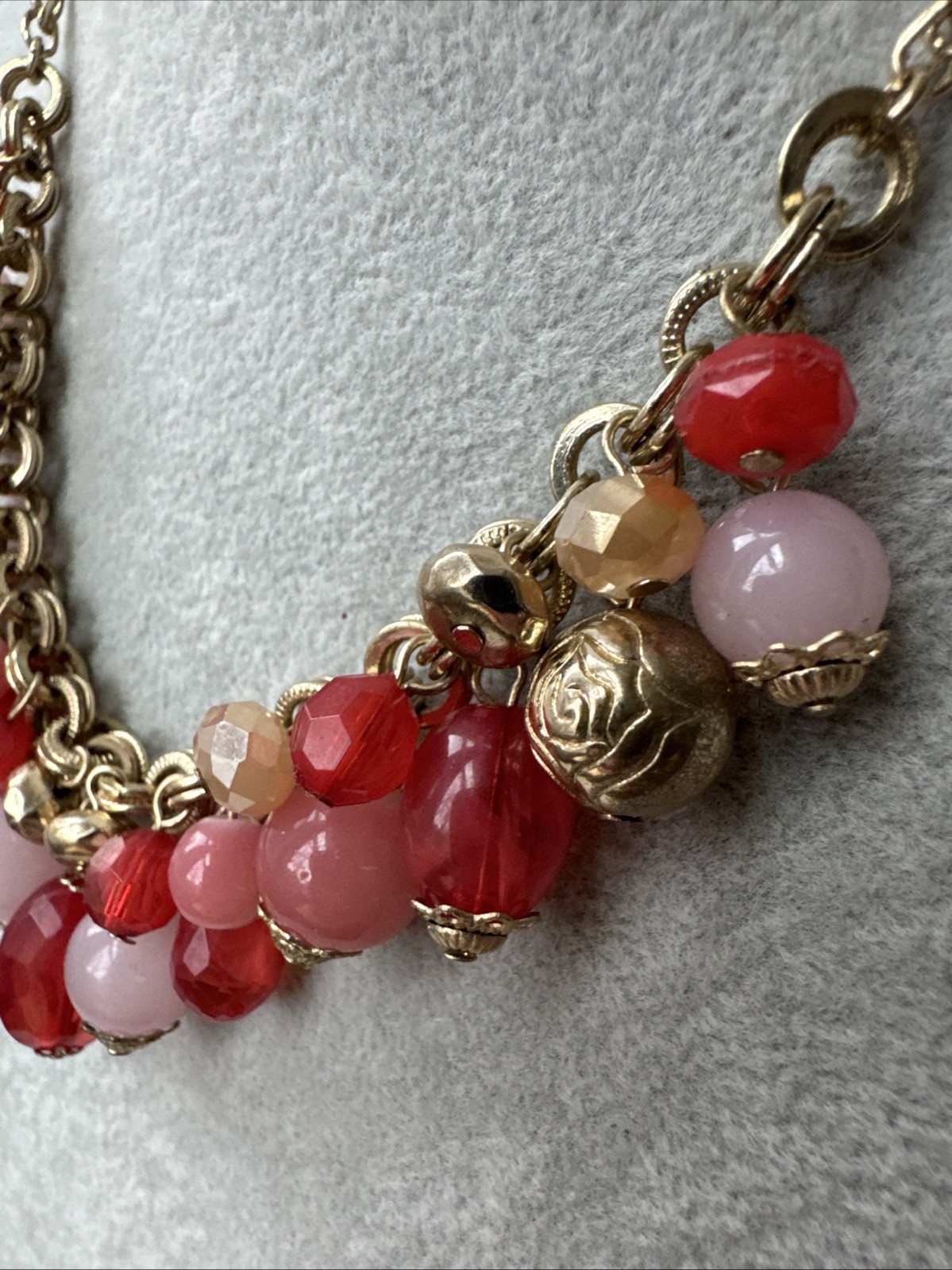 VALENTINES! pink red Gold Modernist Metal Jewelry y2k 1990s boho chunky necklace