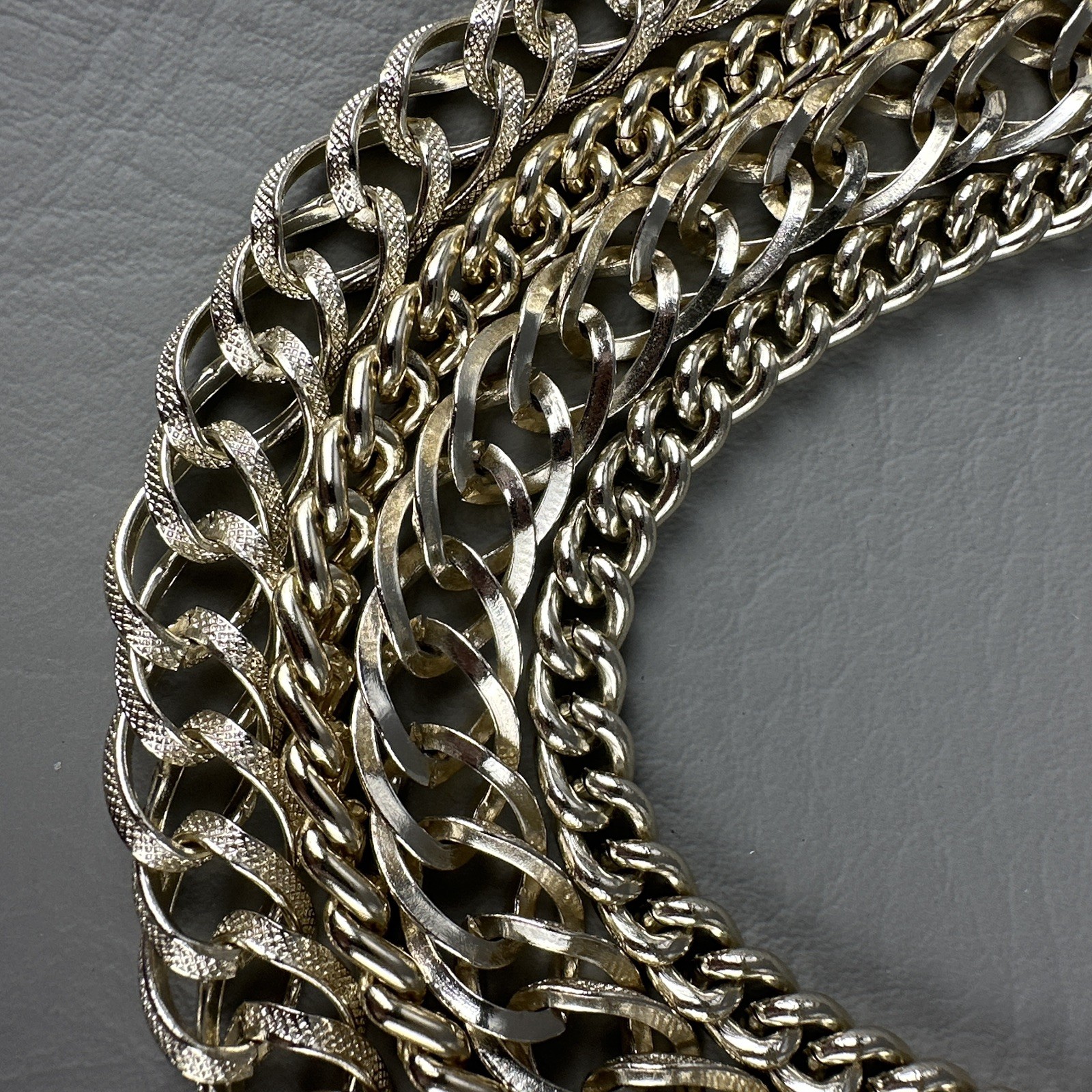 Vintage ART Arthur Pepper Necklace Gold Tone 5 Strand Chain 13-18″
