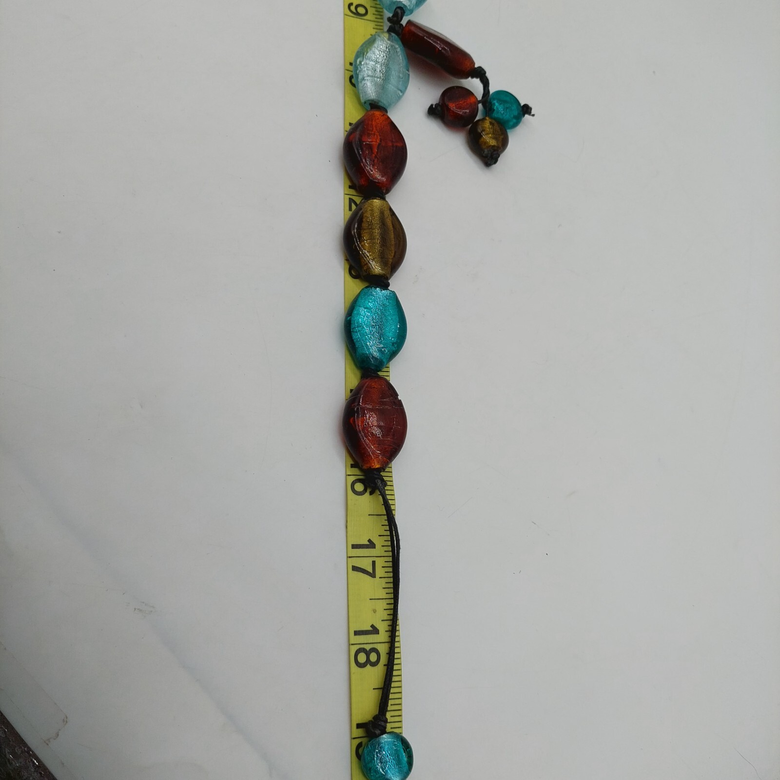 Multicolor Glass Bead Necklace Choker Blue Brown Green