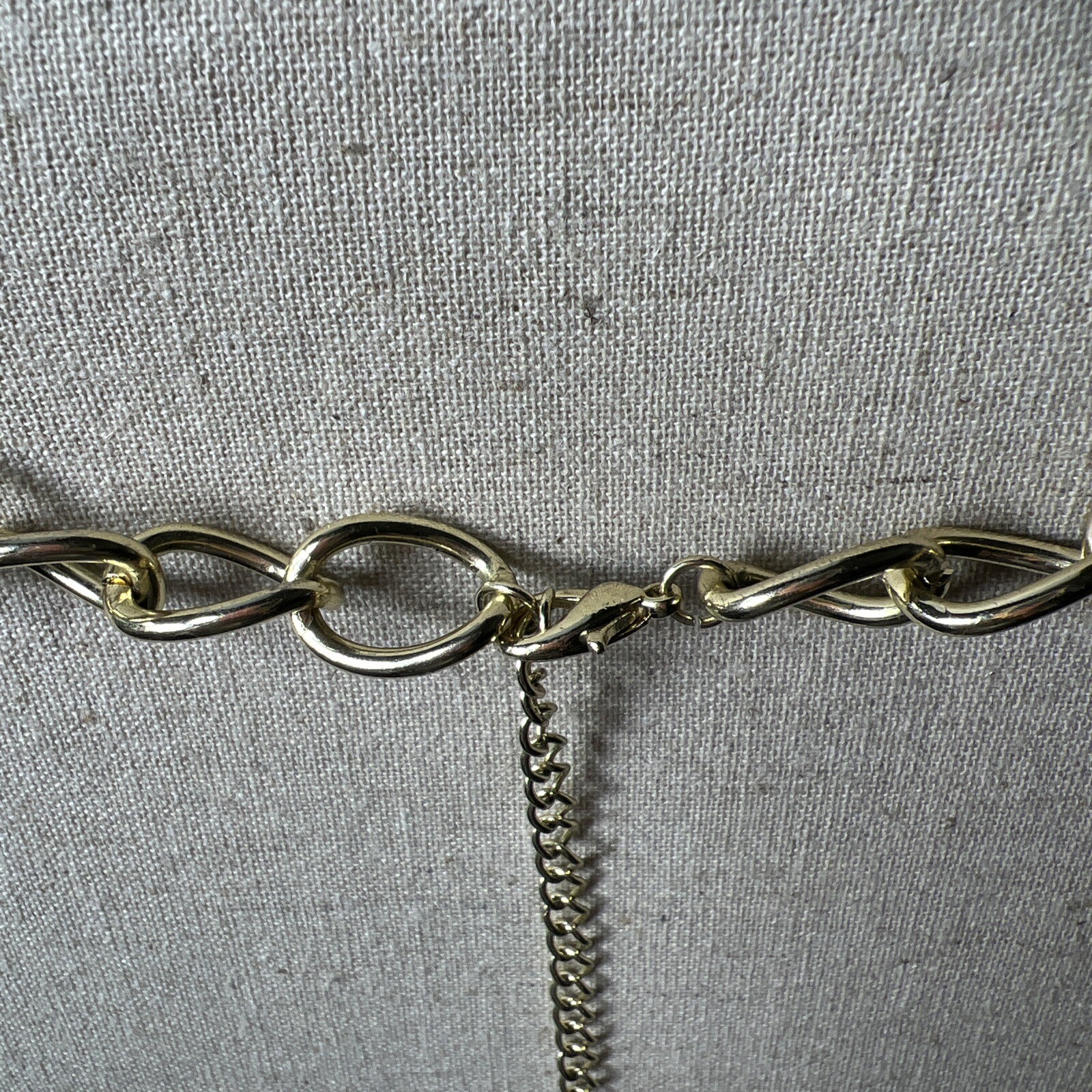 Large Link Amber Acrylic/lucite Two Tier Necklace With Gold Tone Spacer Links