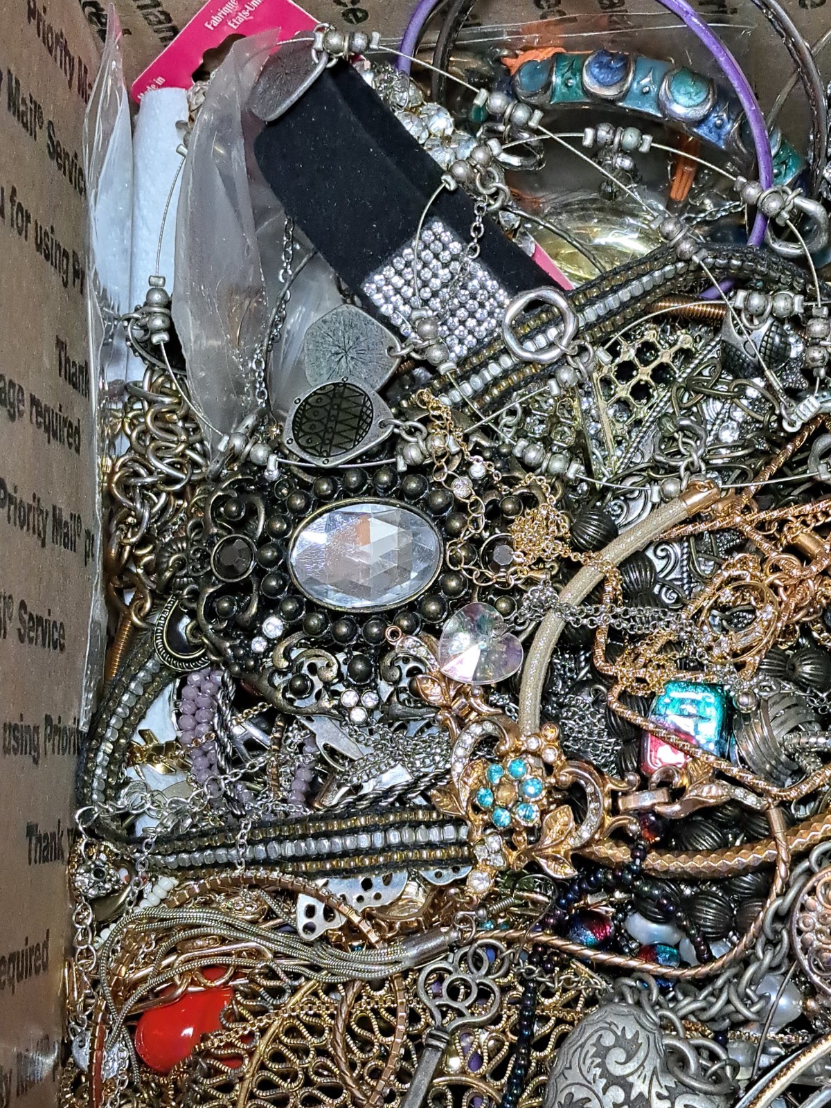 8 Pounds 4 Oz Old Jewelry Lot VTG To Now Junk, Wearable, Craft-Tangles Huge
