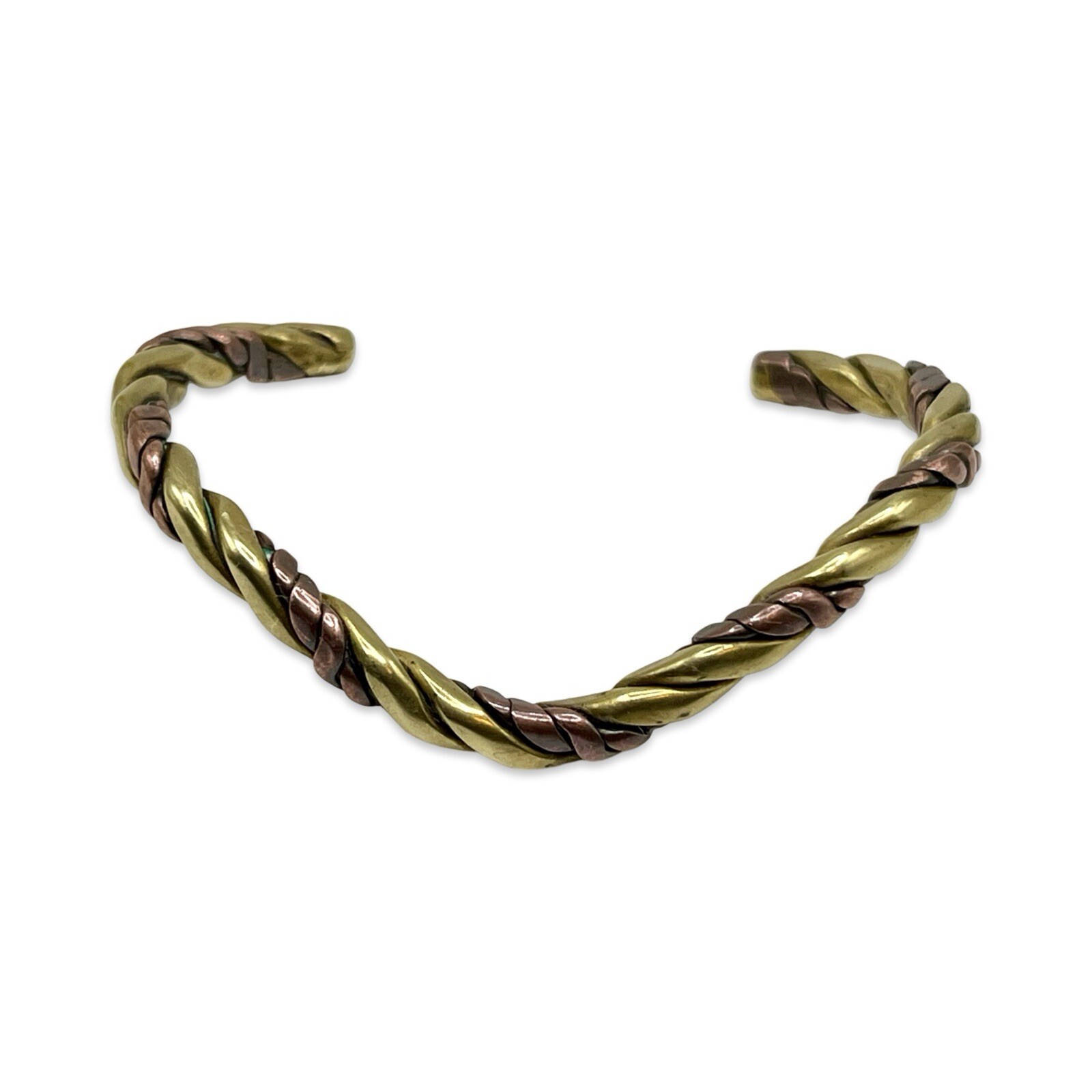 Vintage/Retro 1970s Twisted Copper & Brass Chevron Shaped Unisex Cuff Bracelet
