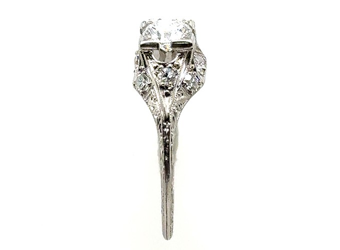 Deco Diamond Engagement Ring .73ct D VVS1 Ideal Platinum IGI Original 1920’s