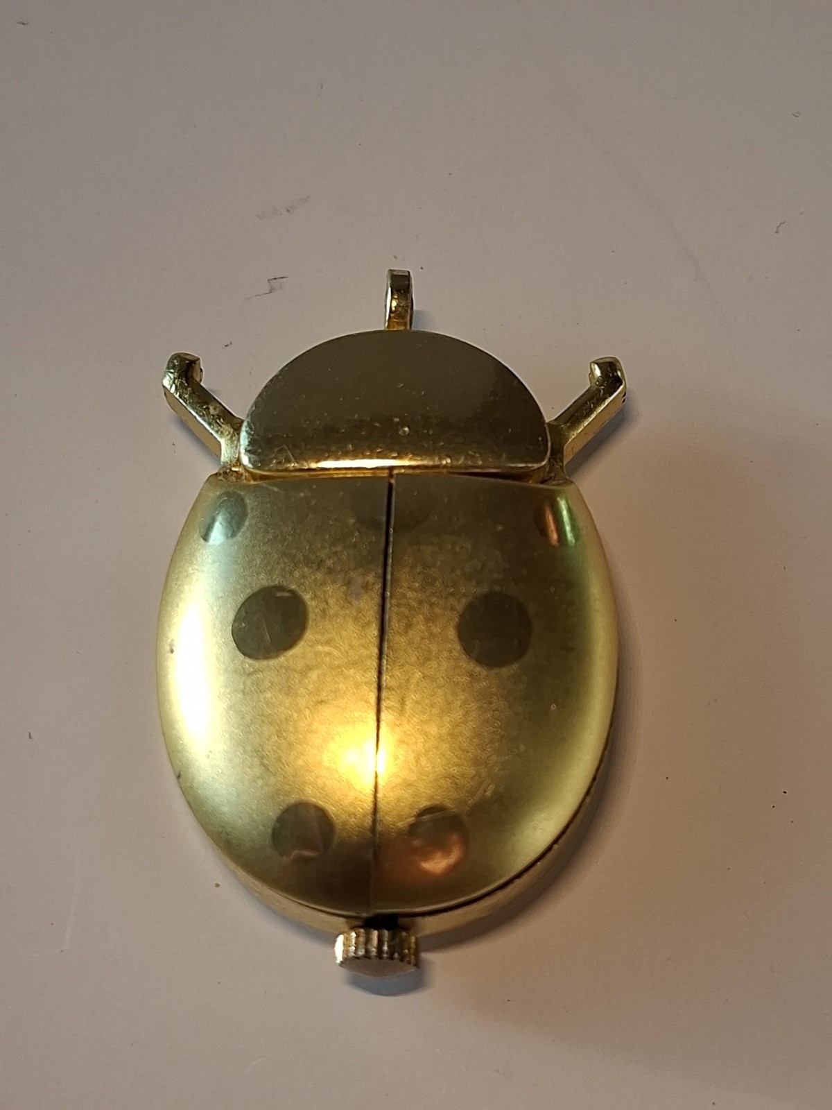 Vintage watch pendant, gold tone, Ladybug, Cycle