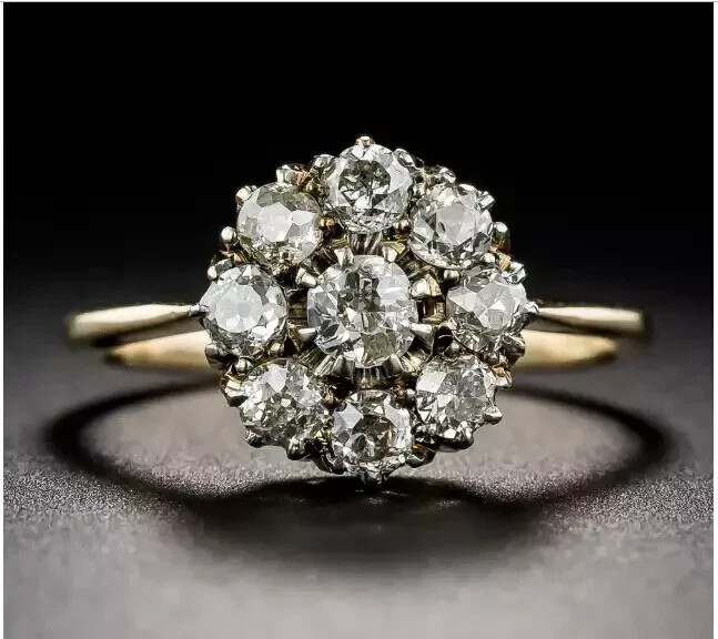 Art Deco Vintage Style Lab Created Diamond Wedding 14k Yellow Gold Finish Ring