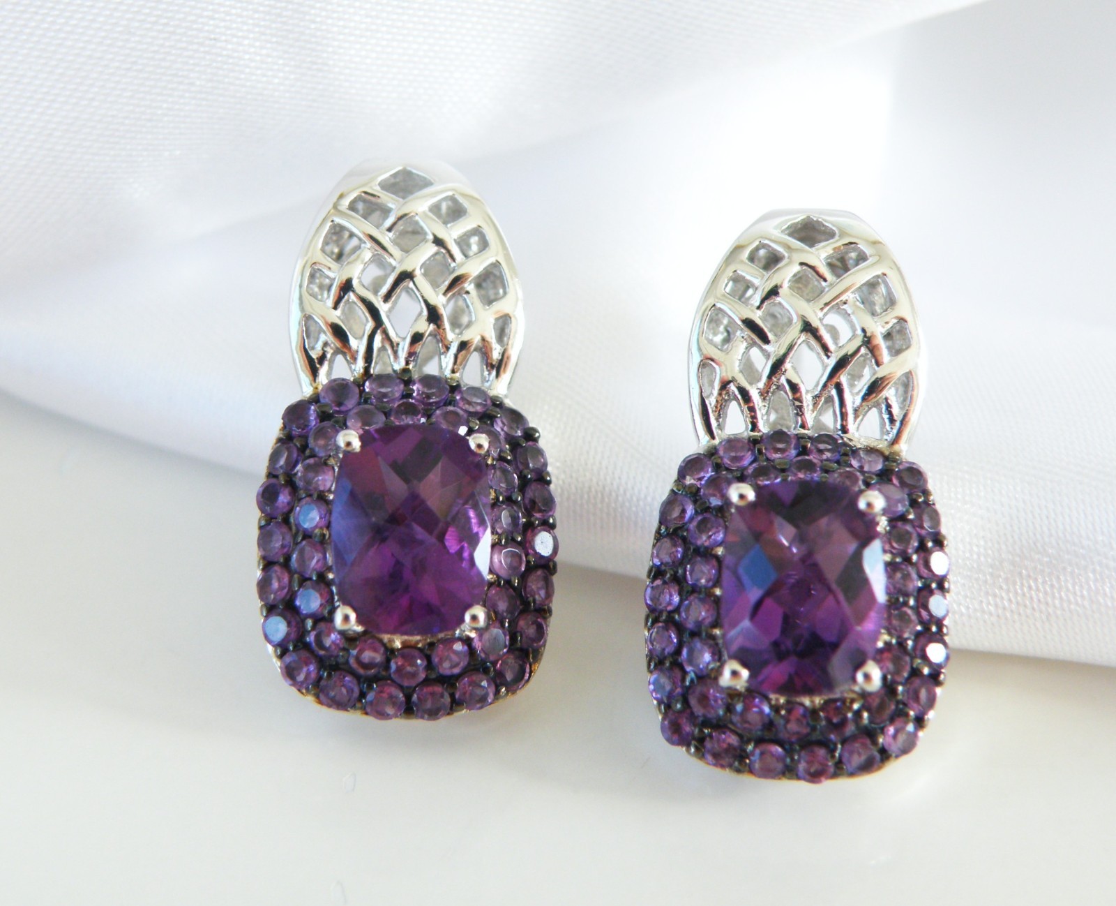 Sterling Silver 925 Natural Heated African Amethyst Earrings