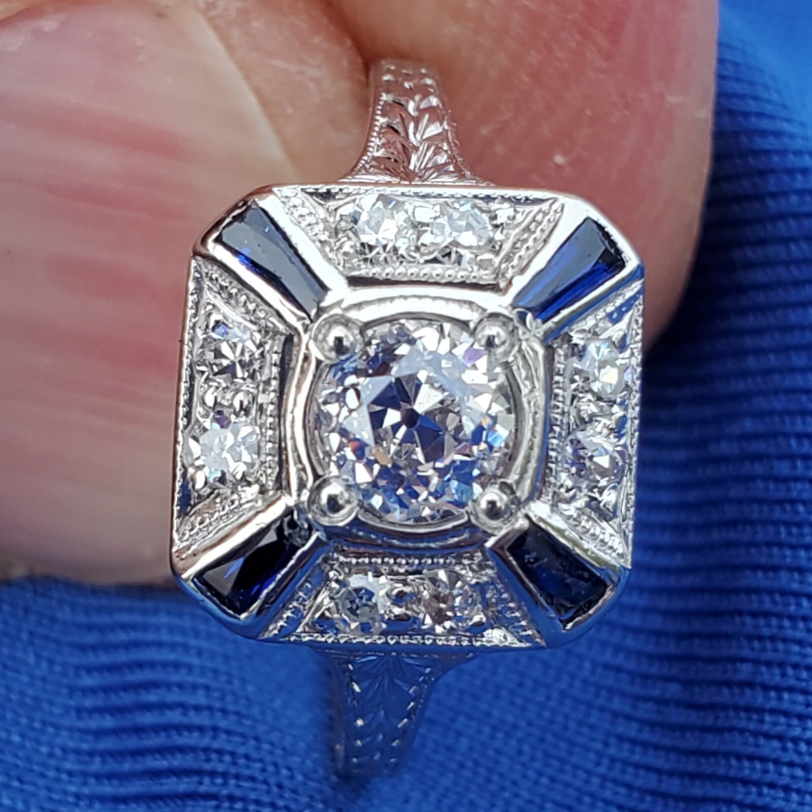 Original EARTH MINED DIAMOND Deco PLATINUM Engagement Ring Vintage Solitaire 5