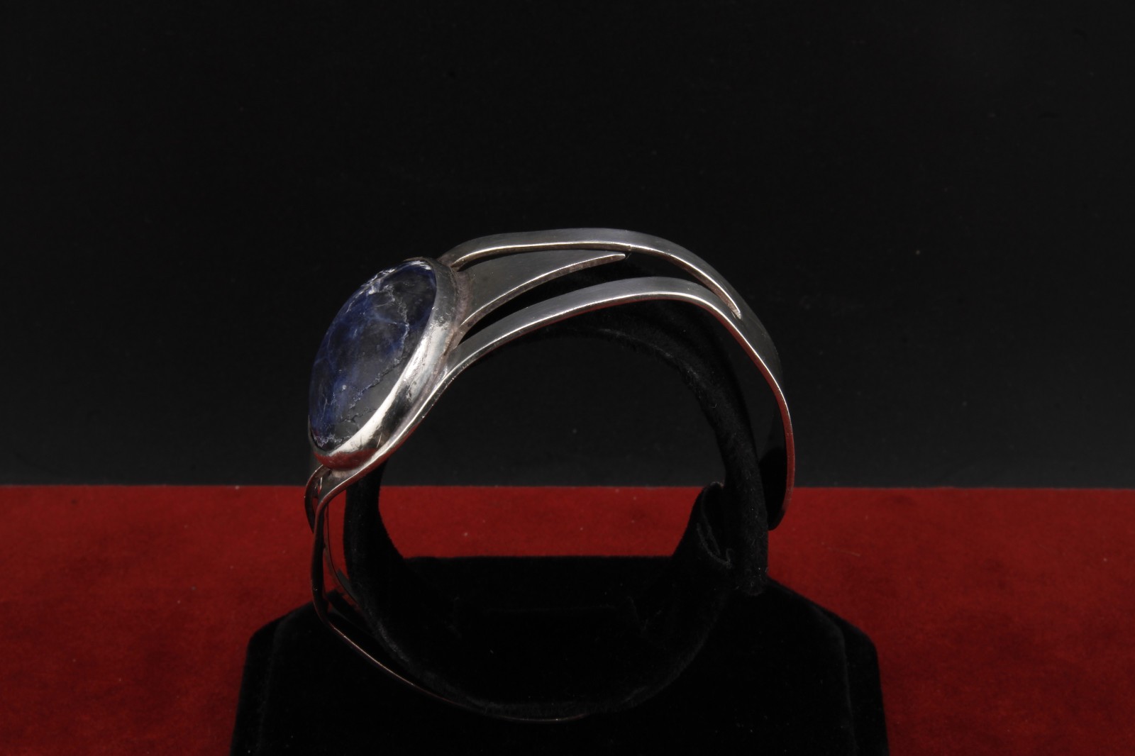 Vintage 925 Silver Mexico Modernist Sodalite Cuff Bracelet ~30g