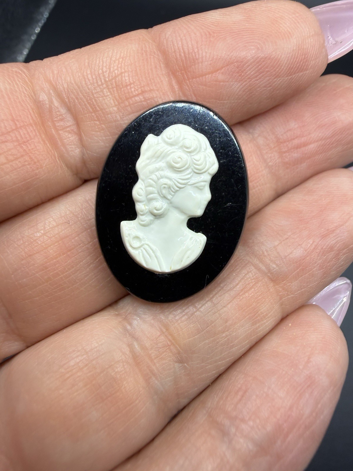 Vintage Cameo Brooch Hat Pin Retro Victorian Revival Jewelry