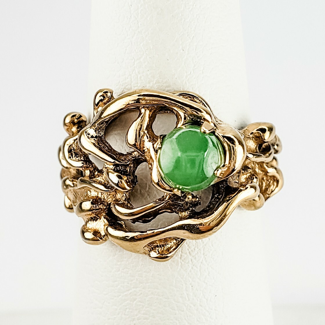 Sterling Silver with Gold Vermeil Overlay Tourmaline Stone Signed JP Size 5.5