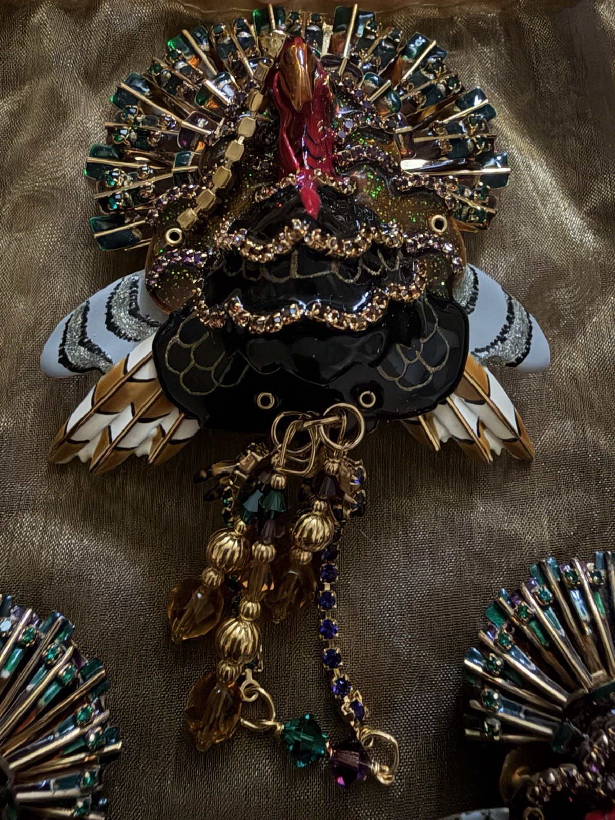 Lunch At The Ritz (LATR) Turkey Brooch / Pendant Earrings RARE VINTAGE Set