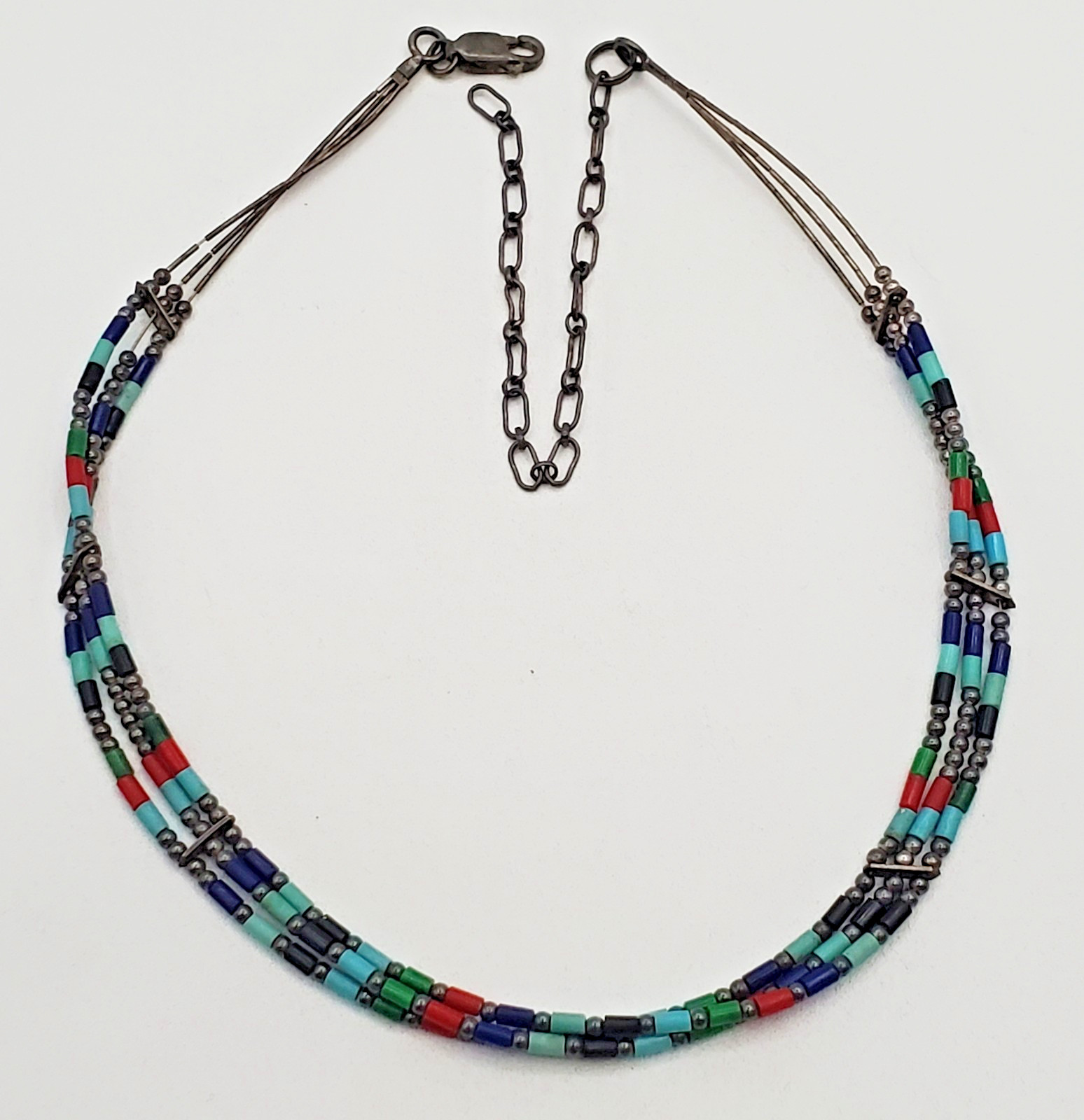 VTG 925 Southwestern Choker 17in Necklace Sterling Silver 6gtw Adjustable Length