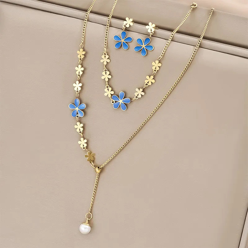 Real Gold Plated Flower Titanium Steel Simple Style IG Style Waterproof Non Tarn
