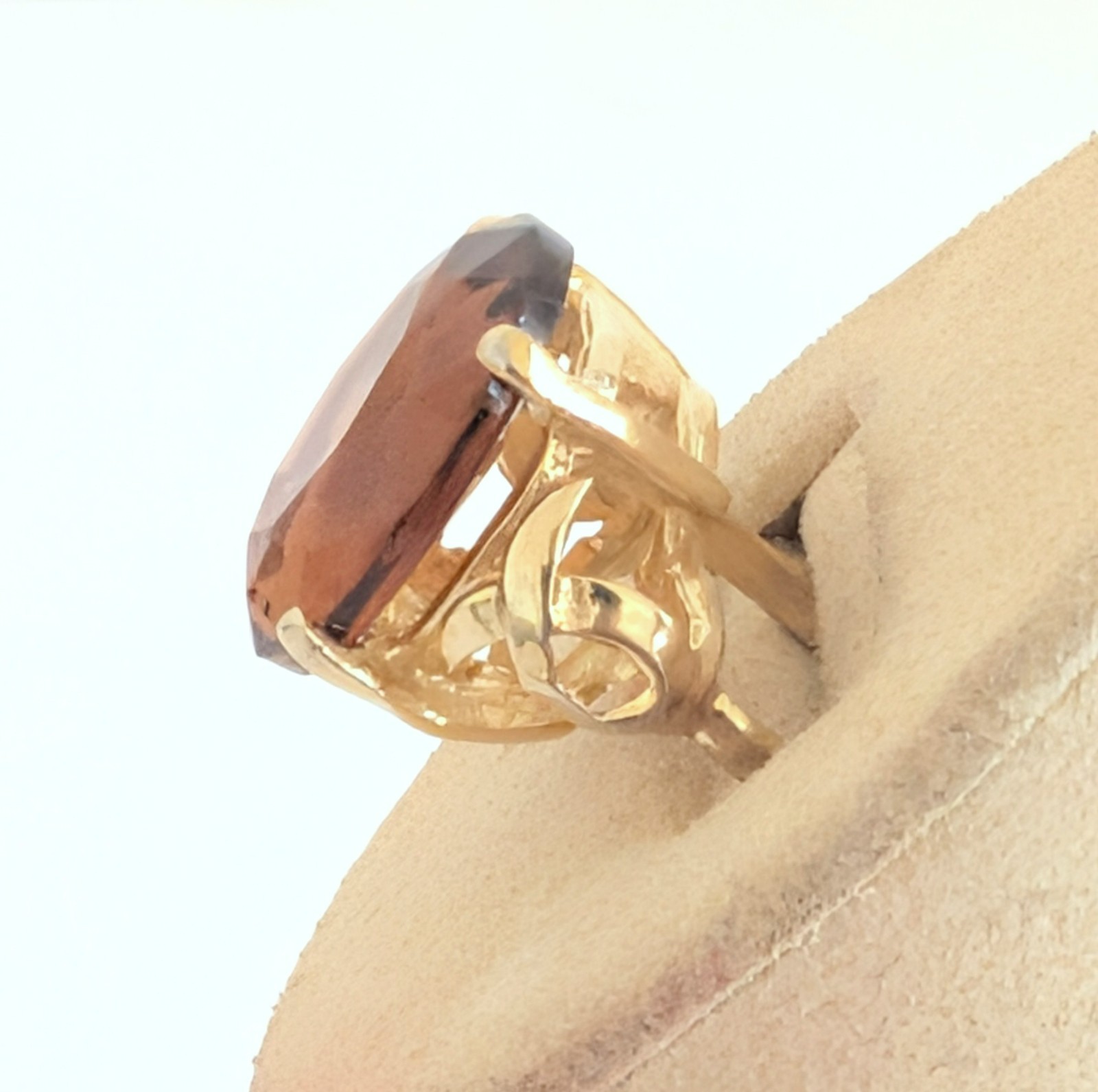 Beautiful Vintage Signed Sarah Coventry Gold Tone Amber Ring Sz 5.5