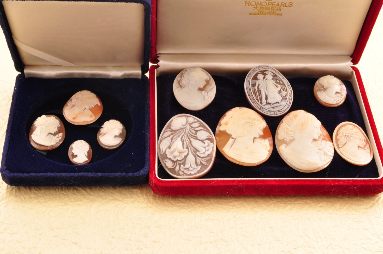11 items , vintage shell cameo White and brown color (Total 302.0ct) with case.