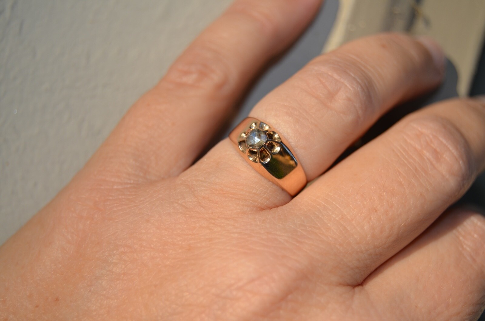 Georgian 14K Rose Cut Diamond Ring