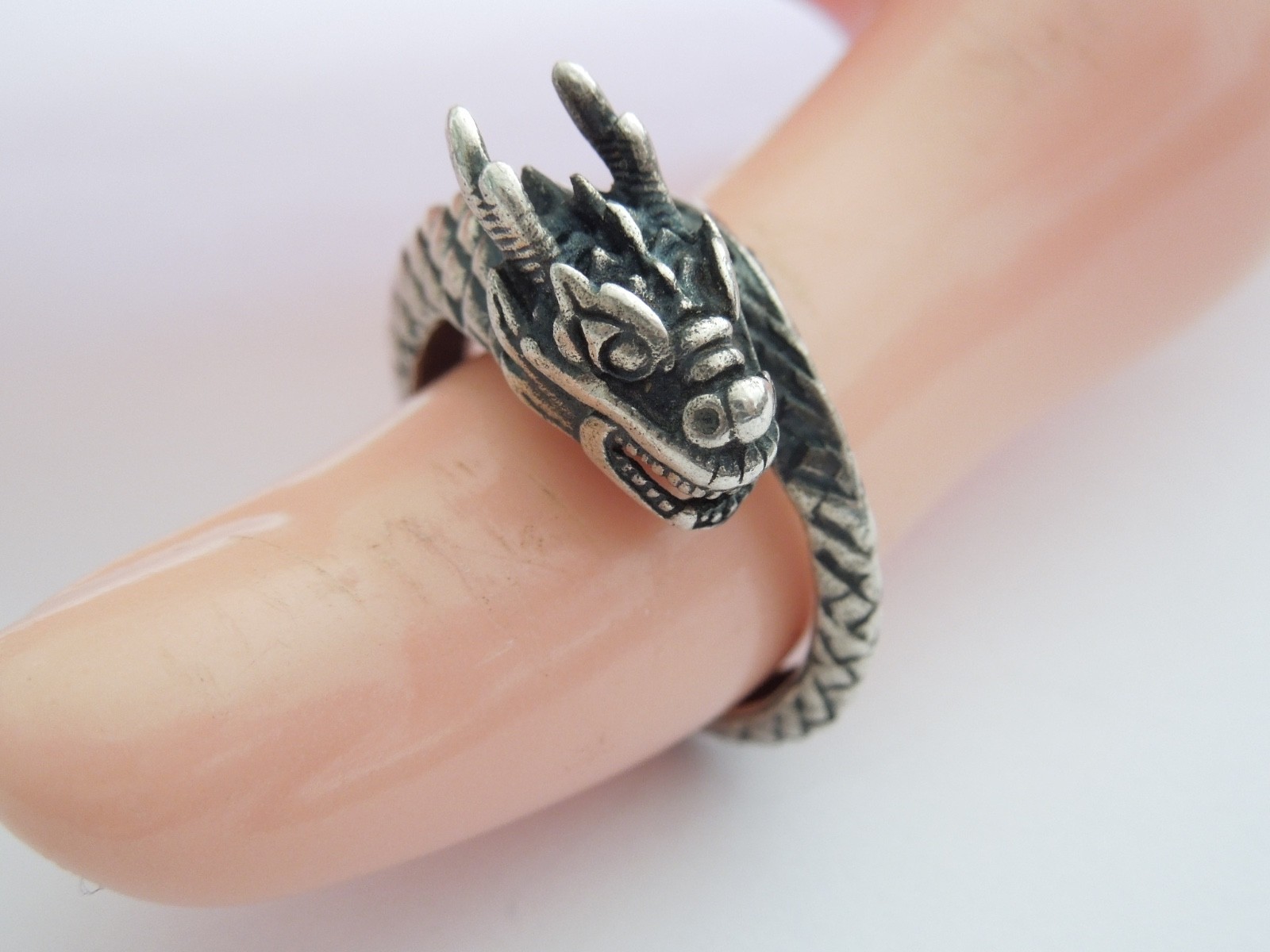 Vintage Ring Silver Verified Dragon Hallmark Unreadable 5.0 g/Size 56