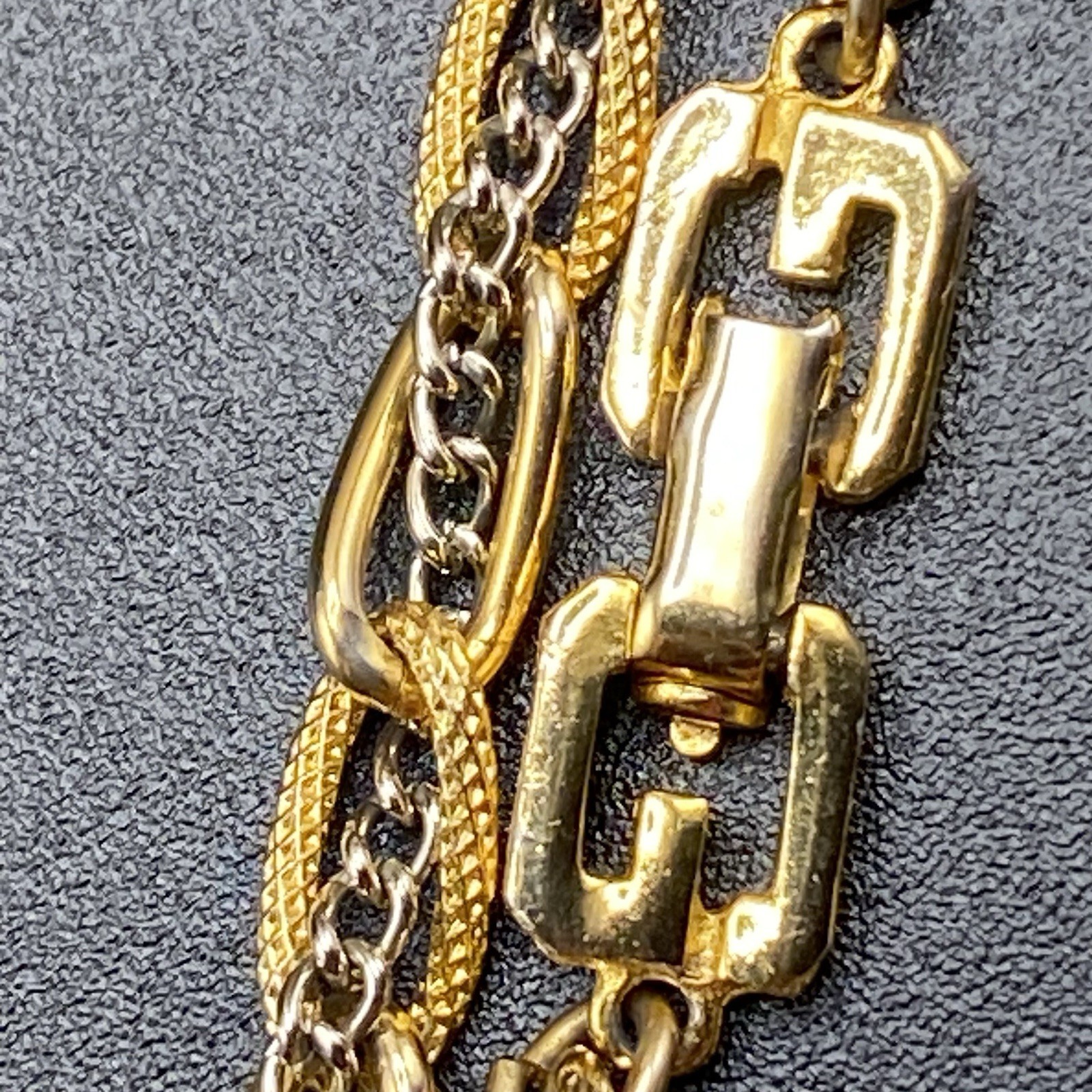 Vintage Givenchy Gold Chain Necklace 31” Multi Strand Statement Opera Logo Clasp