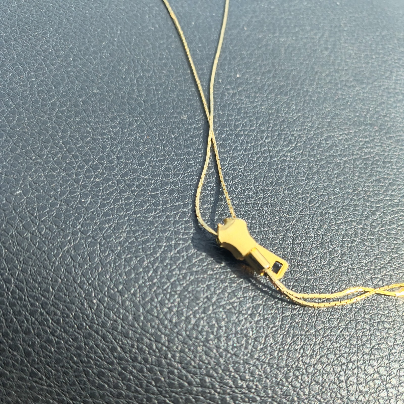 Vintage Gold Tone Bolo, Lariat Zipper, Choker Style Necklace