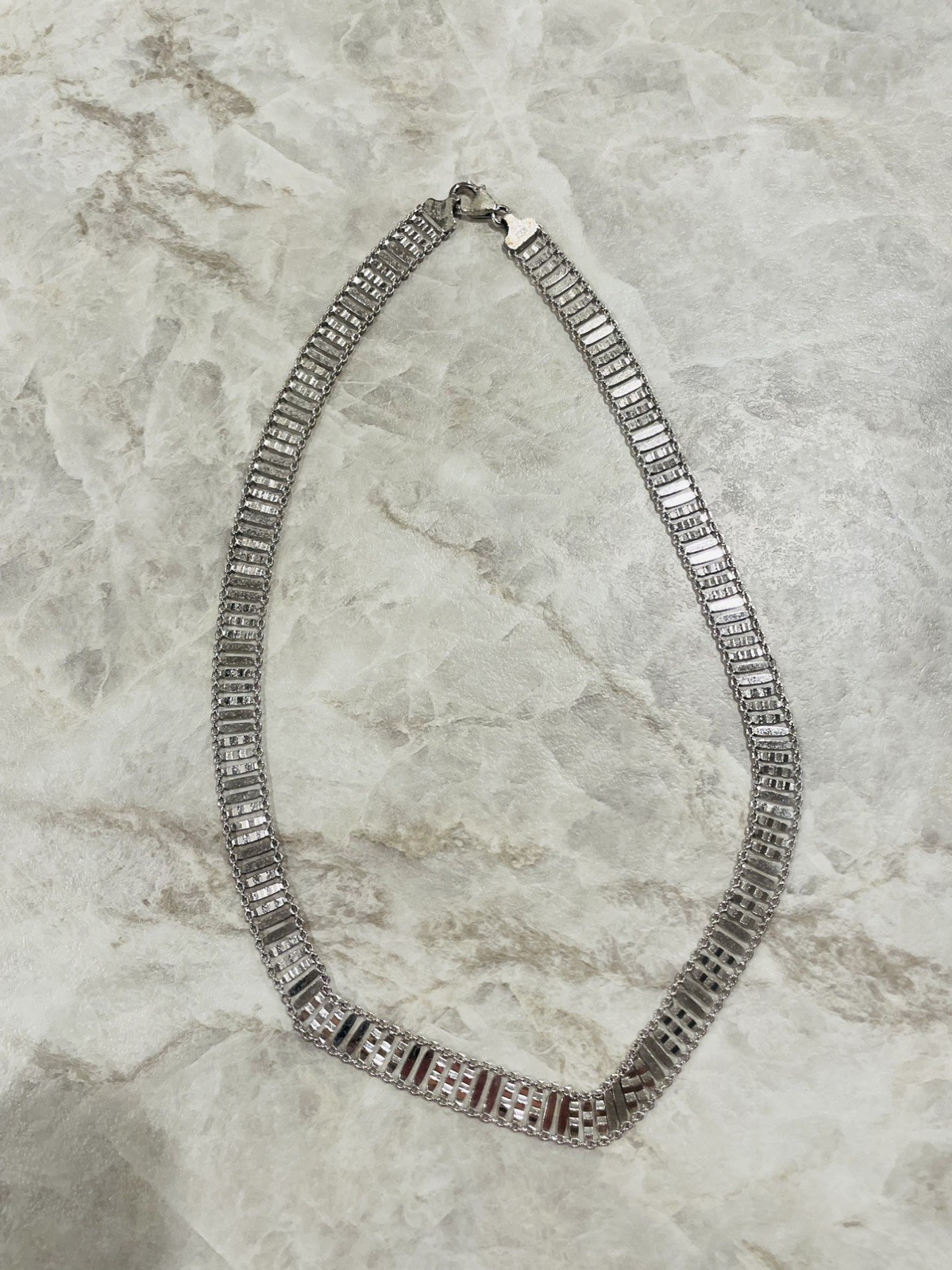 VINTAGE, DELICATE SPARKLY LINK BRACELET/NECKLACE SET ~Sterling 925, Italy