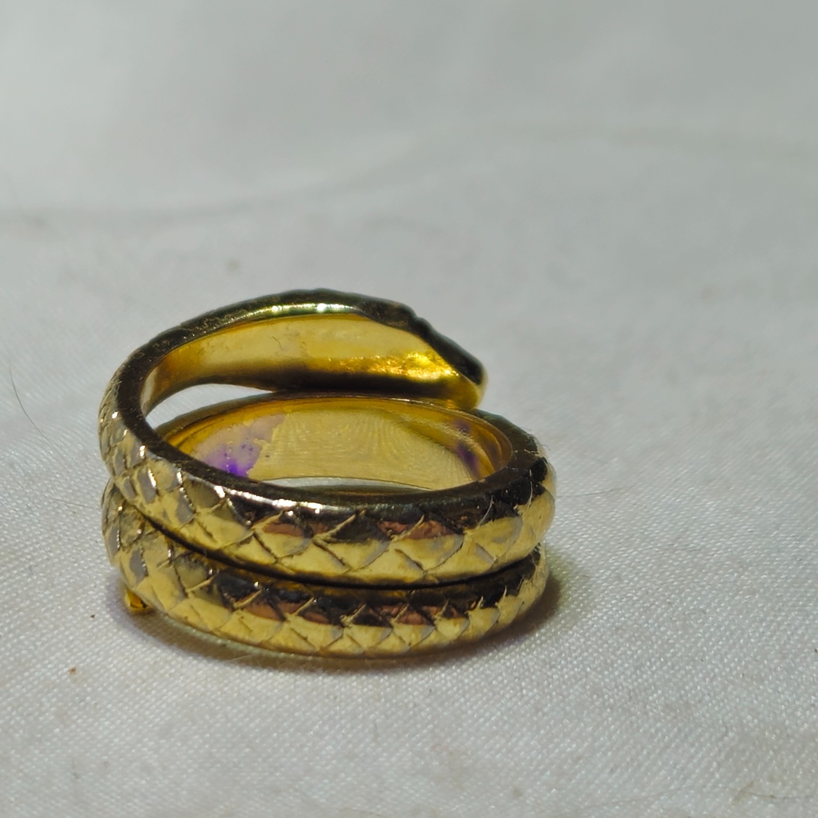 Antique Vintage Gold Tone Fancy Coiled Snake Ring From Estate Size 6.25