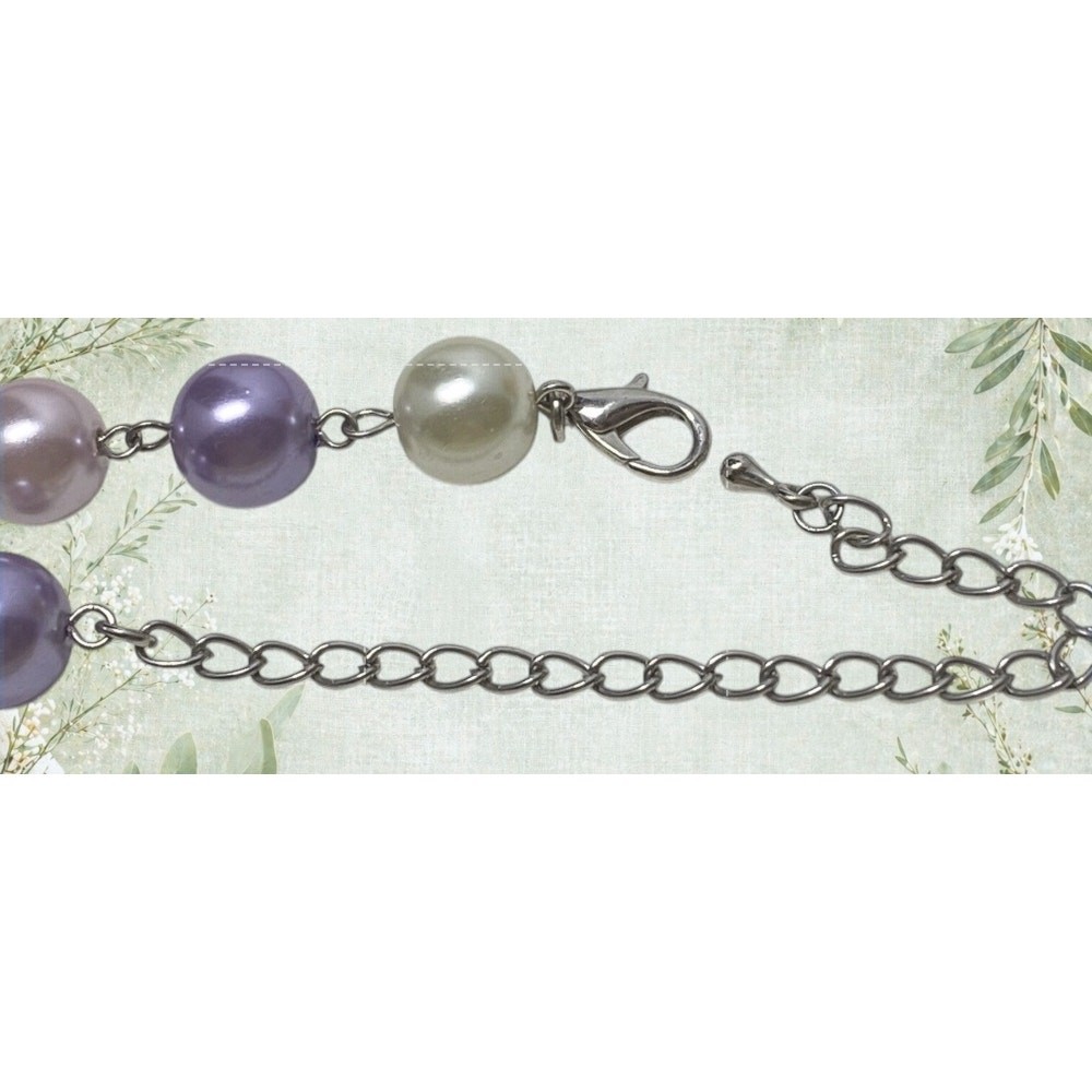 Vintage Pastel Faux Pearl Double Strand Necklace Pink Purple Romantic