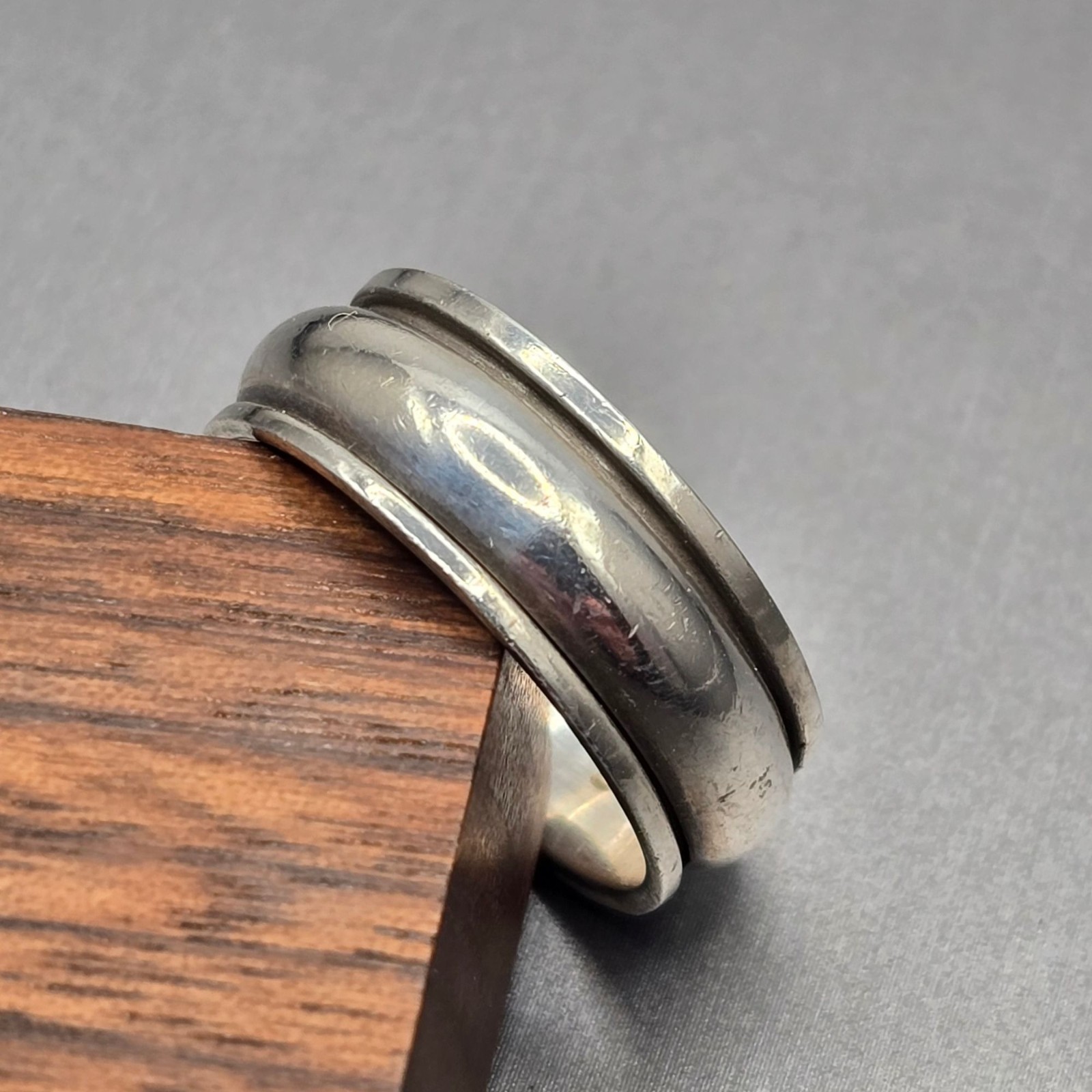 Vintage Sterling Silver ‘Imagine’ Fidget Spinner Ring Size 10.5 Wide 8.2mm Band