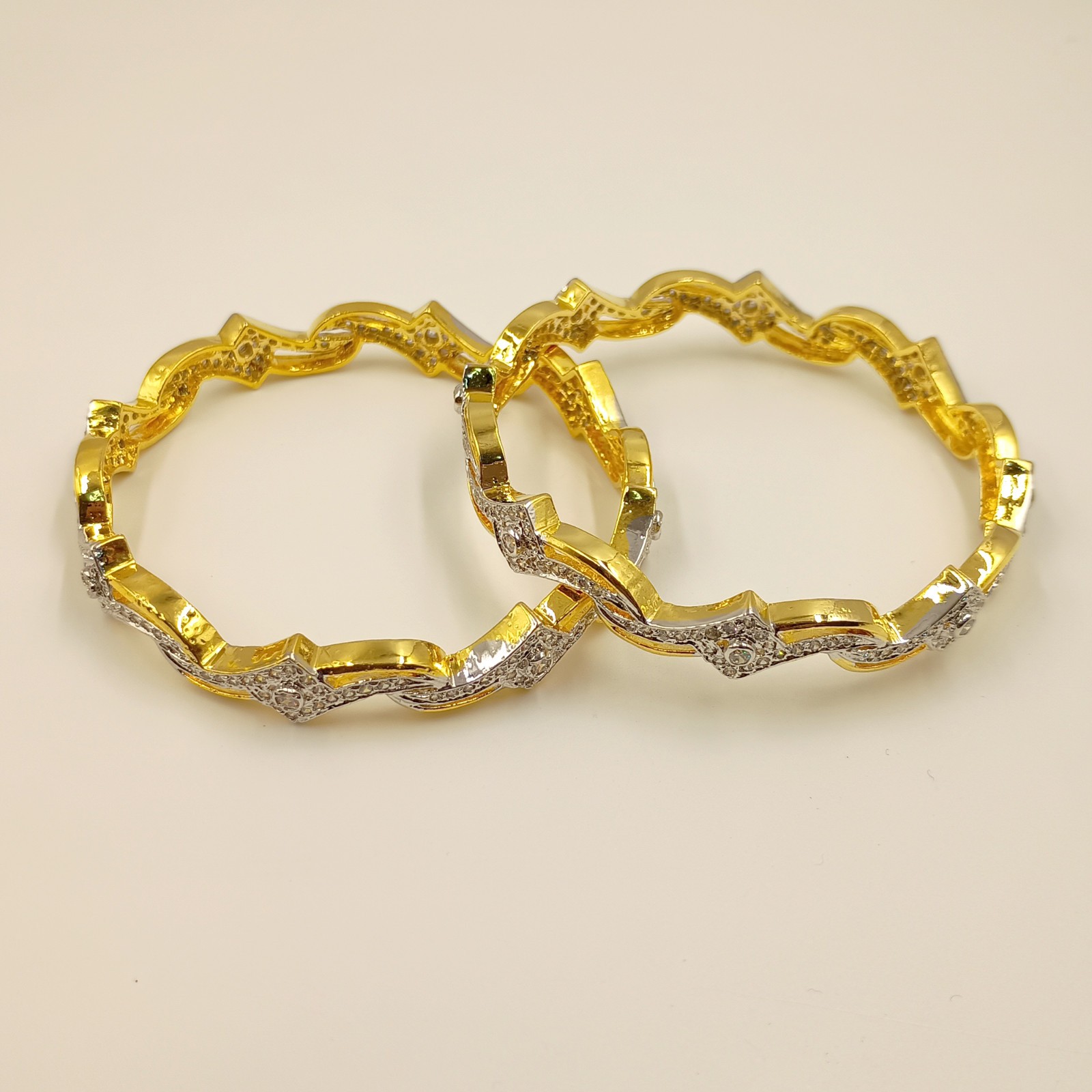 Handcrafted 22K Gold Plated Bangle Set Indian Wedding CZ Traditional Jewelry Gif