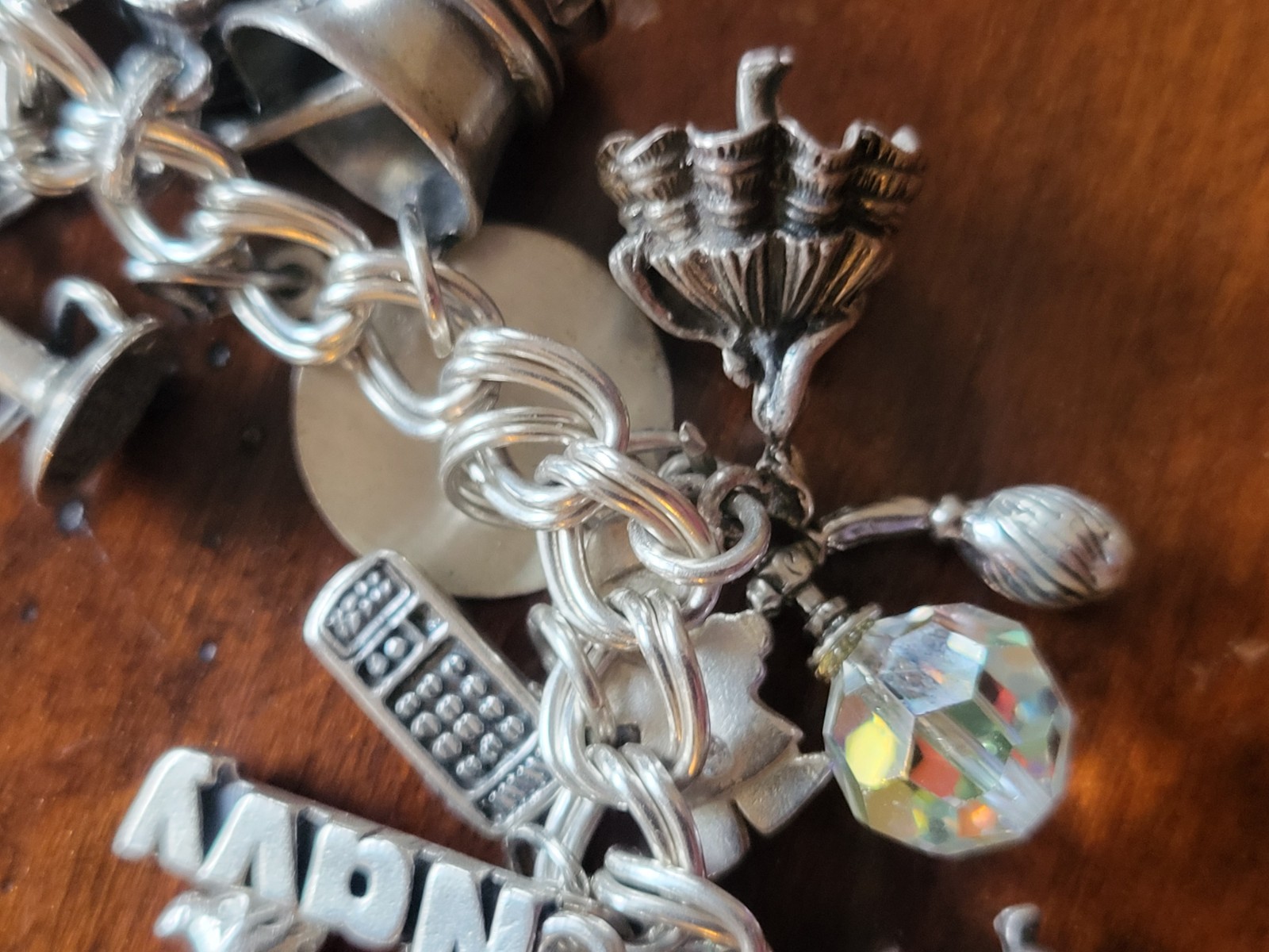 Vintage 925 Sterling Silver Loaded Charm Bracelet 104 Grams