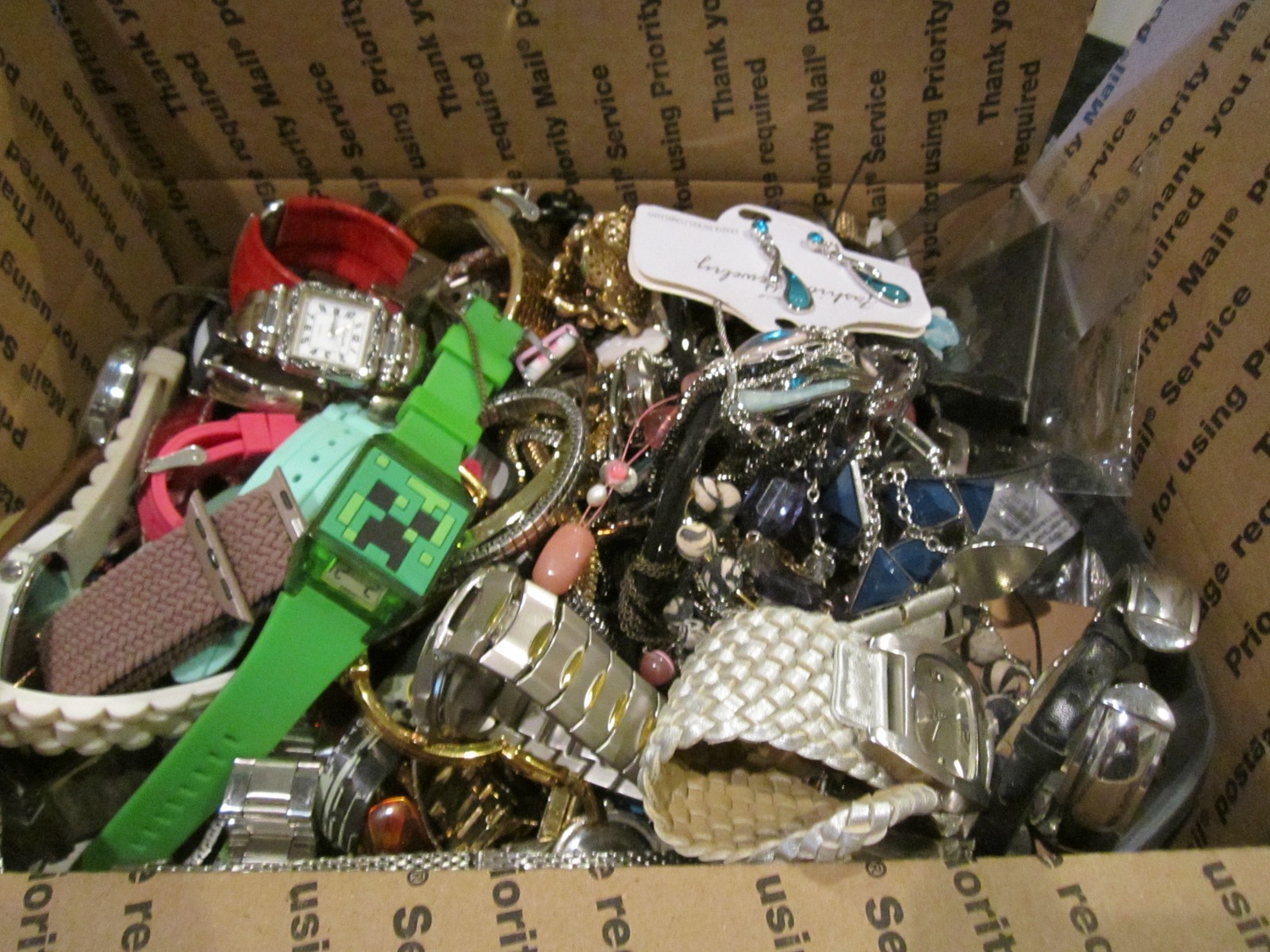 MASSIVE LOT OF WATCHES AND JEWELRY – UNSEARCHED – 13LBS 11OZ – MOSTLY WEARABLE
