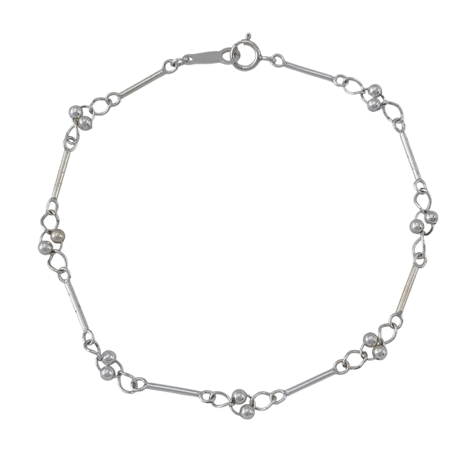Vintage Sterling Silver 925 Bar Link Bracelet 7″