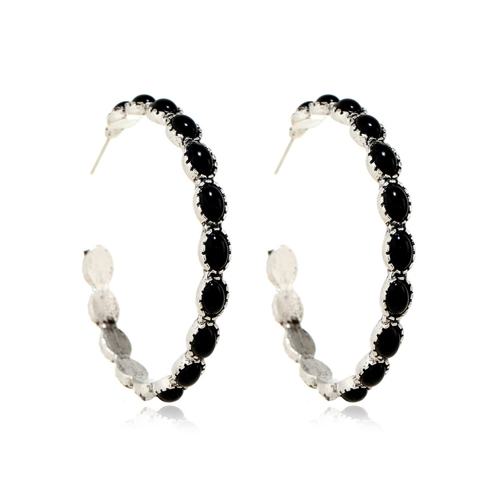 Zinc Alloy Large Oval Vintage Hoop Bohemian Earrings