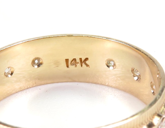 Antique 1920’s Diamond Eternity Wedding Band 14KY Ring Sz 6 UK-L1/2 6MM EGL USA