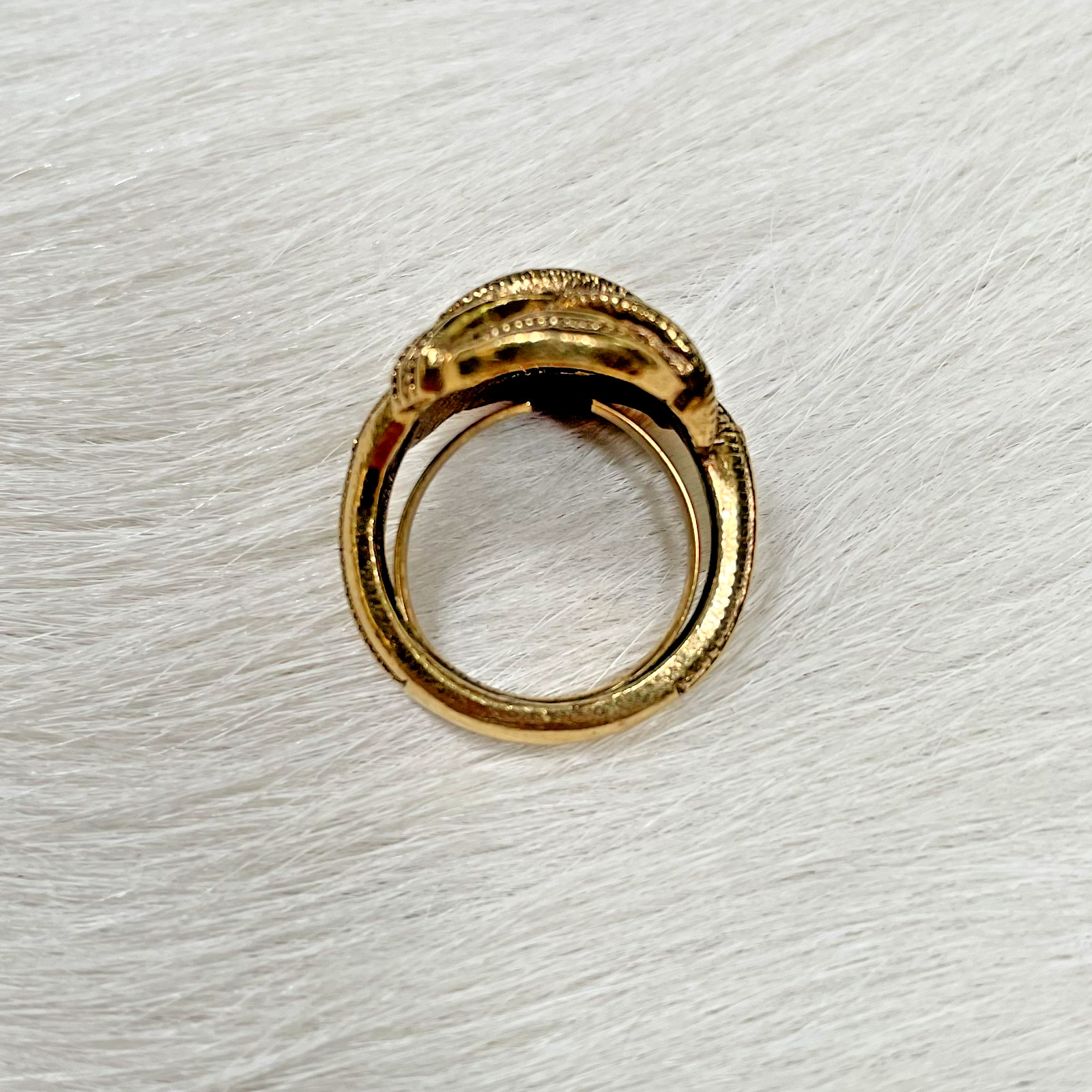 Vintage Trifari Gold Tone Laced Design Ring Adjustable for sizes 5-6