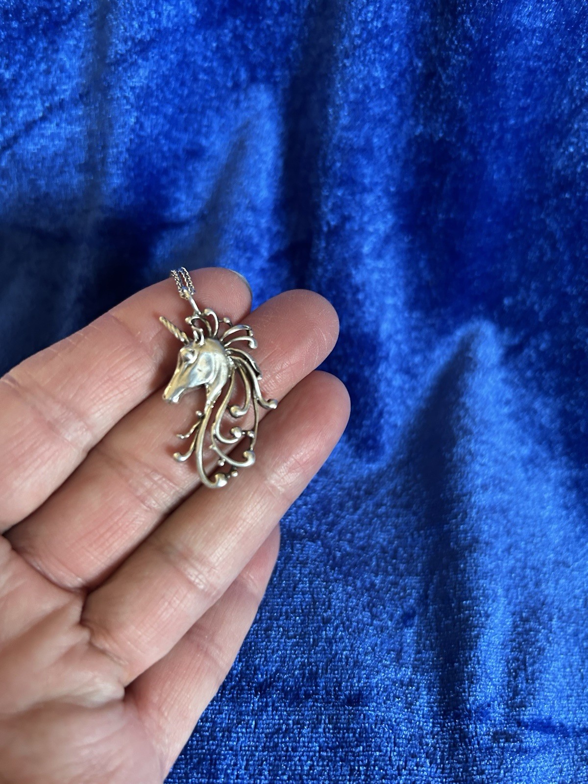 Vintage Sterling Silver Unicorn Pendant Necklace Nice Quality Pretty