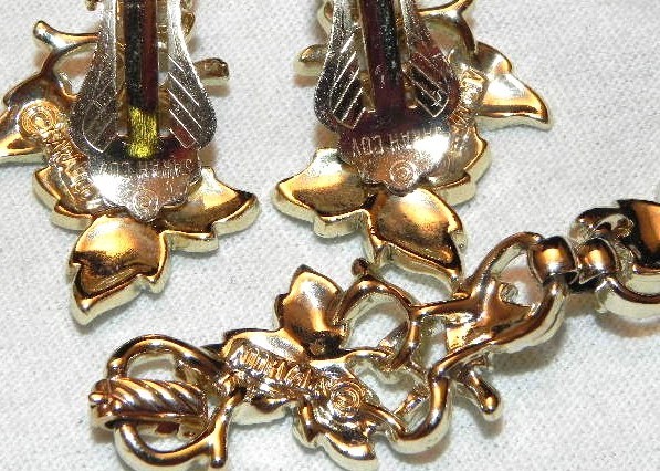 Vintage Sarah Coventry Ivy Leaf Bracelet Earring Set ‘Plain and Fancy’ 1958