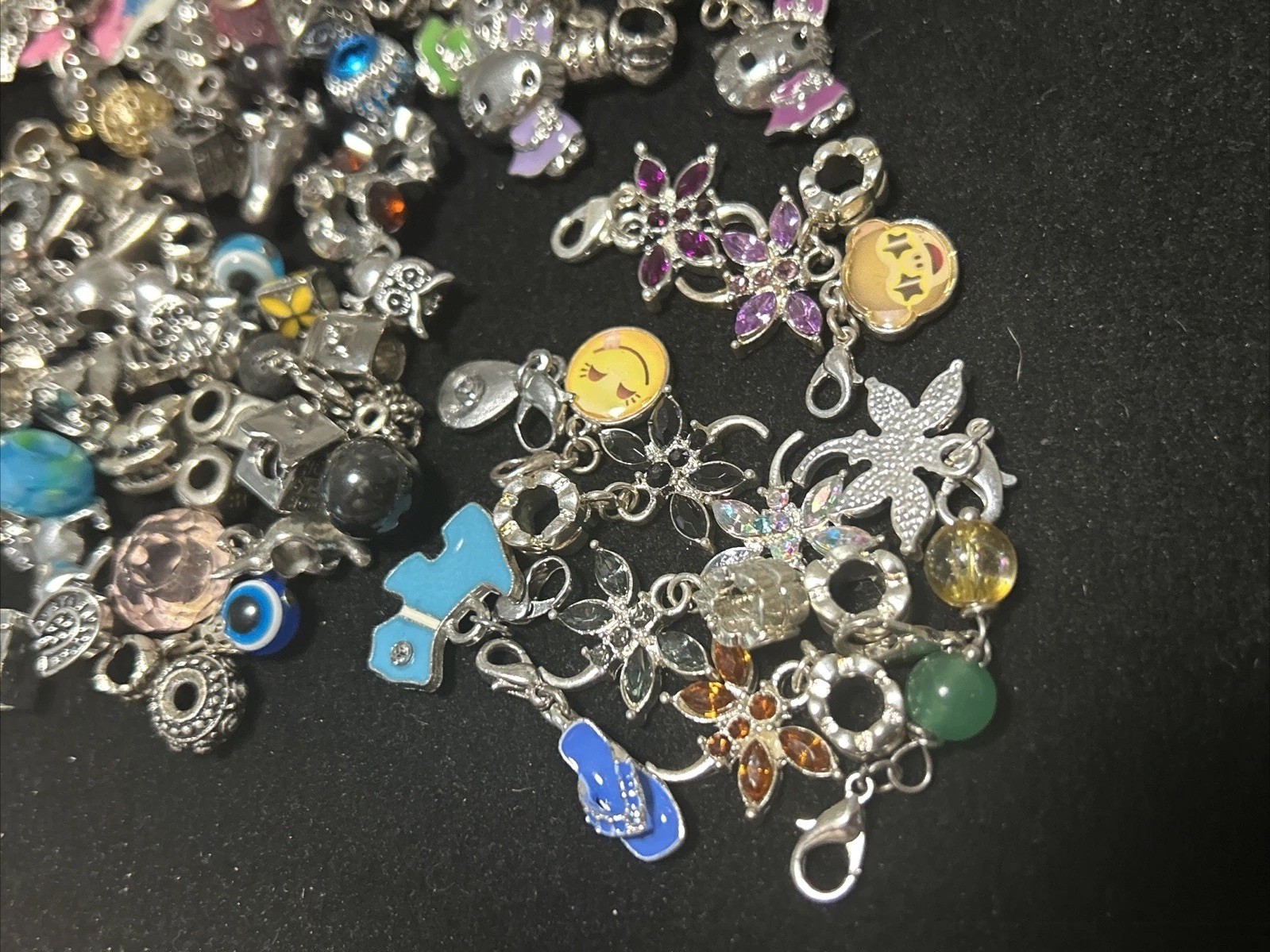 Vintage Lot 181 Charms Bead Spacer Clip Dangle Mix Rhinestone Enamel Collection
