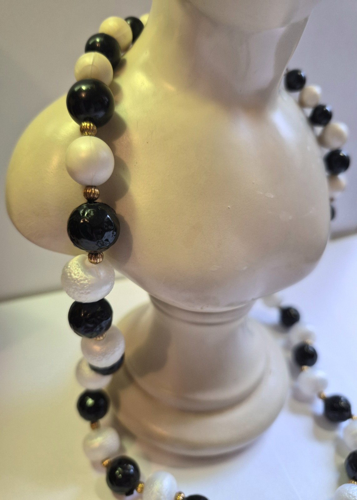 Vintage Tassel Necklace & Earrings Molded Plastic Beads Statement Retro Chunky
