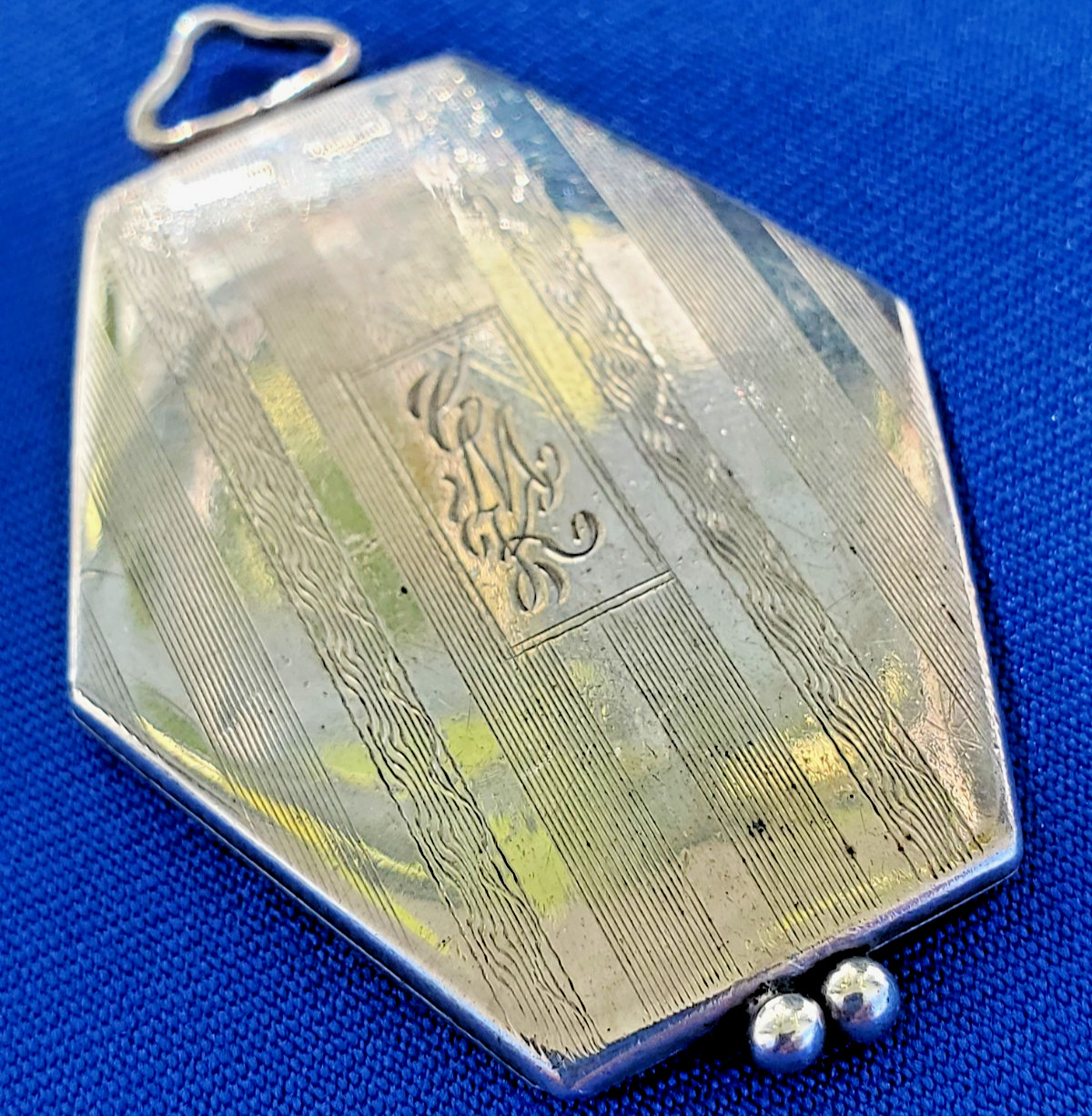 ORIGINAL Antique Deco STERLING SILVER 925 Pendant Vintage Hexagon Lozenge Locket