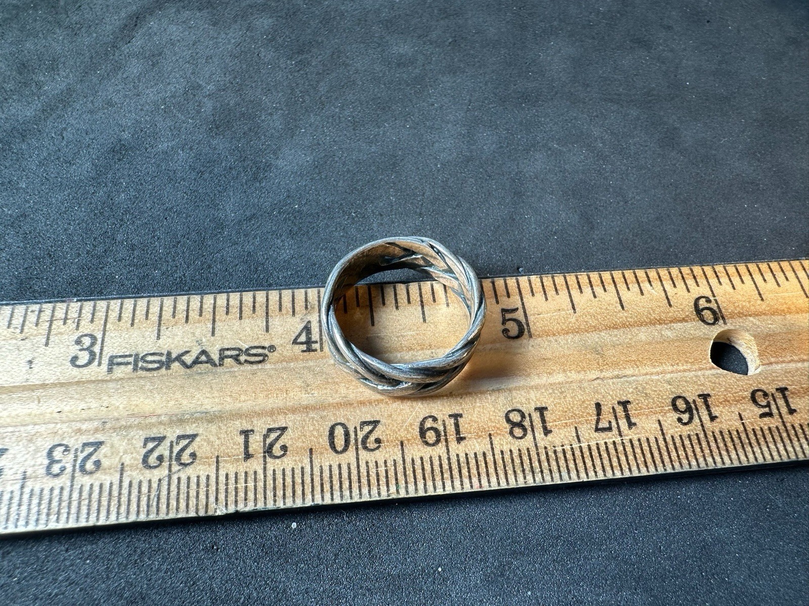 3.93g Vintage Sterling Silver 925 Braided Band Ring Boho Stackable M Size 4.5