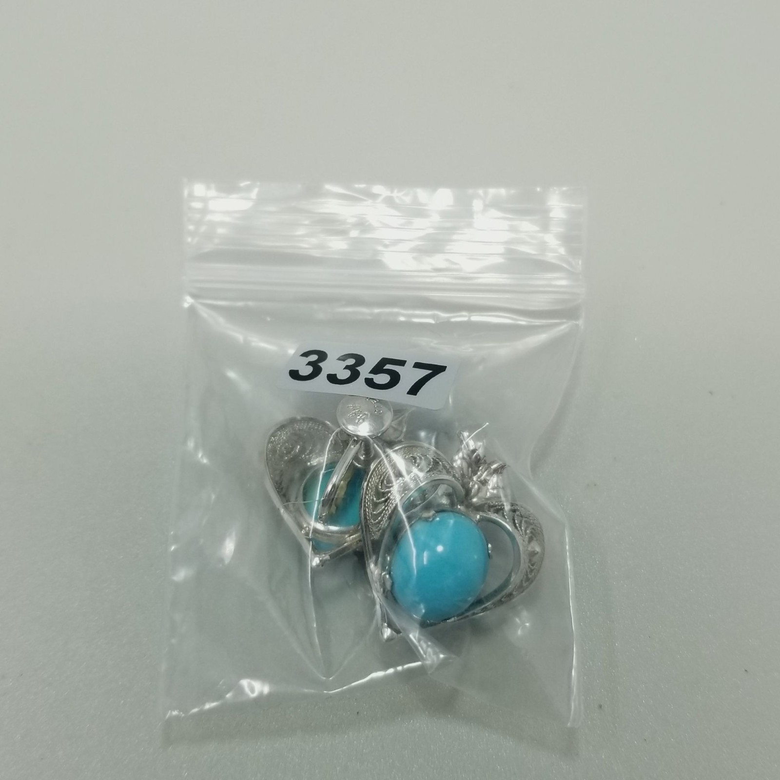 Vintage Sterling Silver Blue Cabochon Filigree Heart Clip On Screw Back Earrings