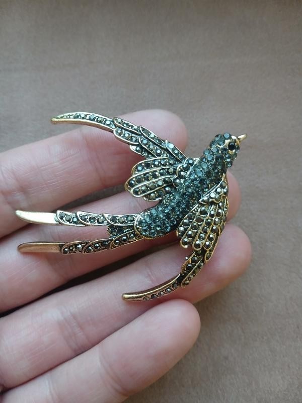 New Collection Dold And Gray Antique Bronze Bird Brooch